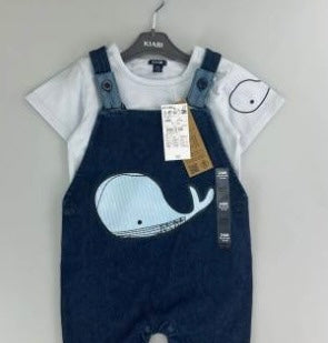 Babies 2pc Overall with snap button for easy diaper change