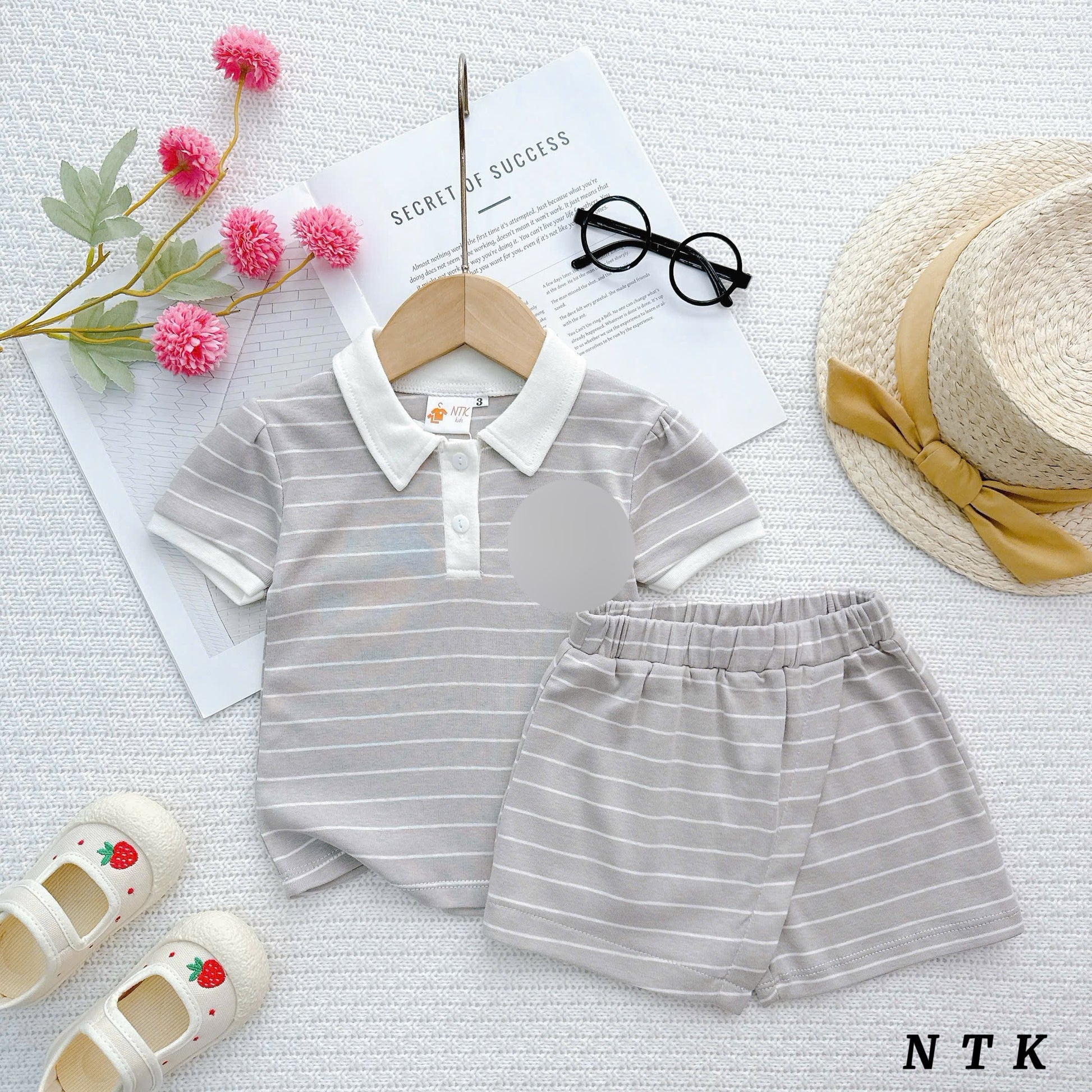 NTK Cotton Stripes Casual Skorts Sets