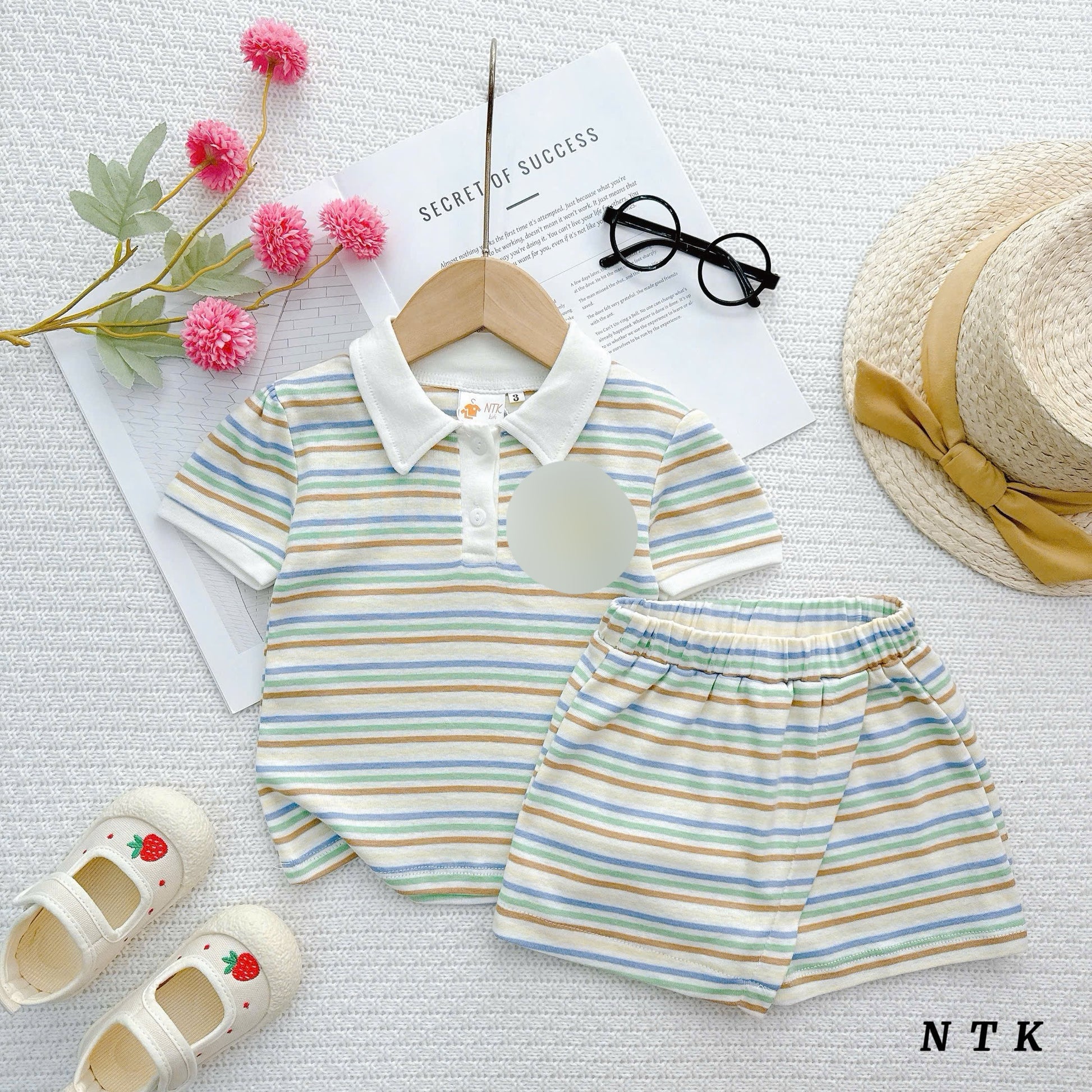 NTK Cotton Stripes Casual Skorts Sets