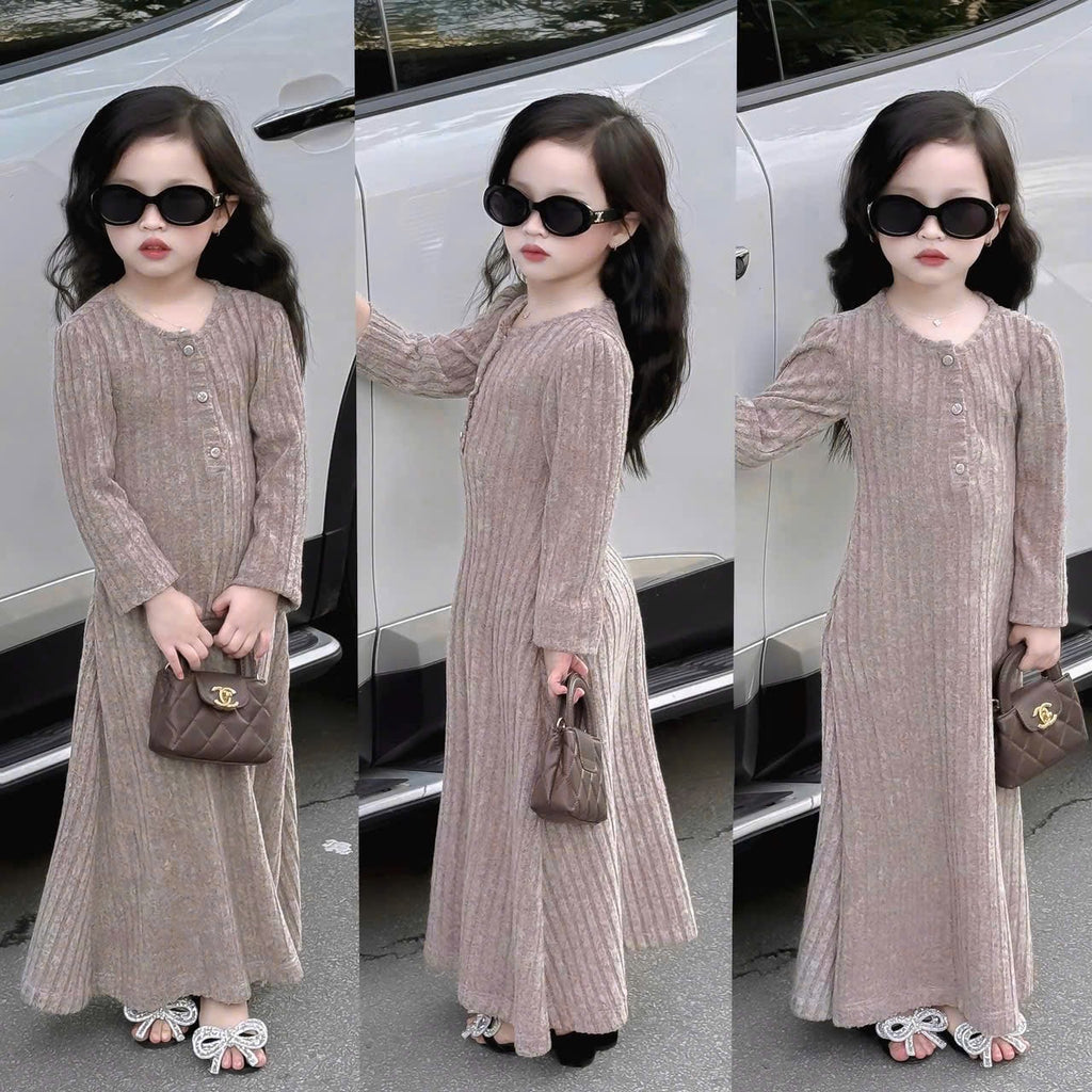 Knitted Longsleeves Long Dress
