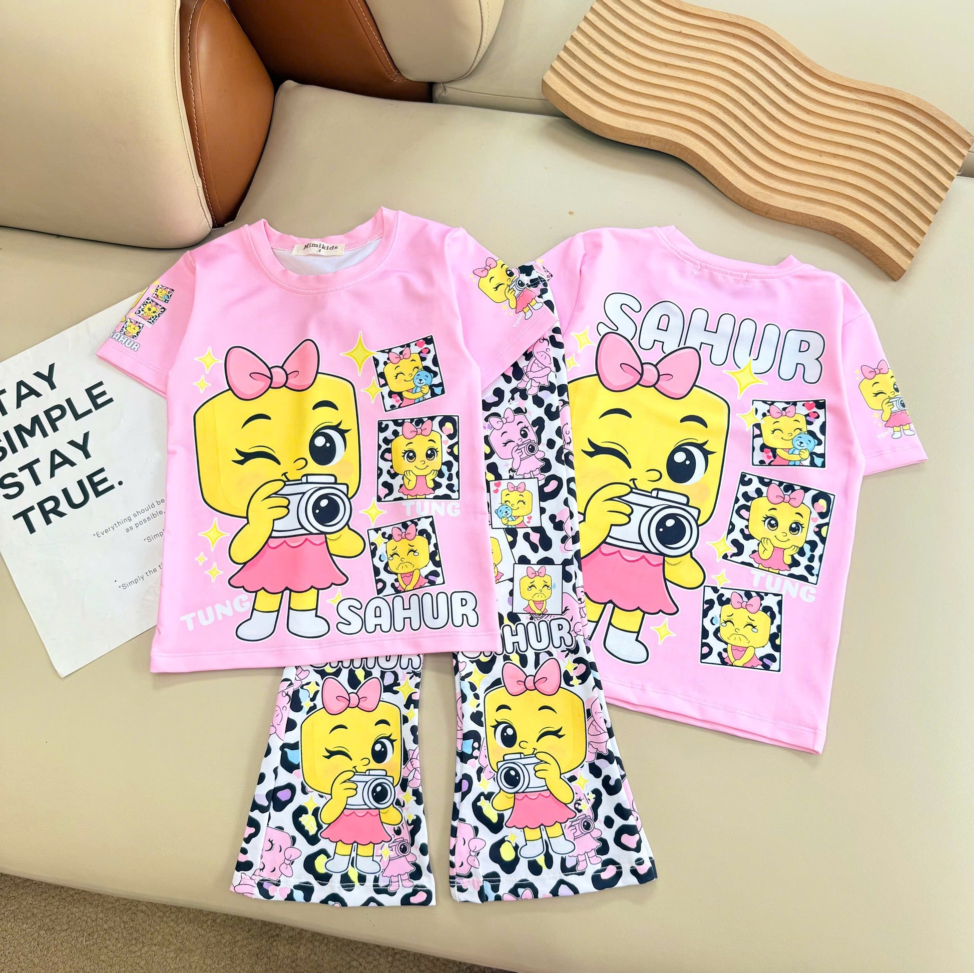 MiMIkids Girls 3D Cotton Pyjamas
