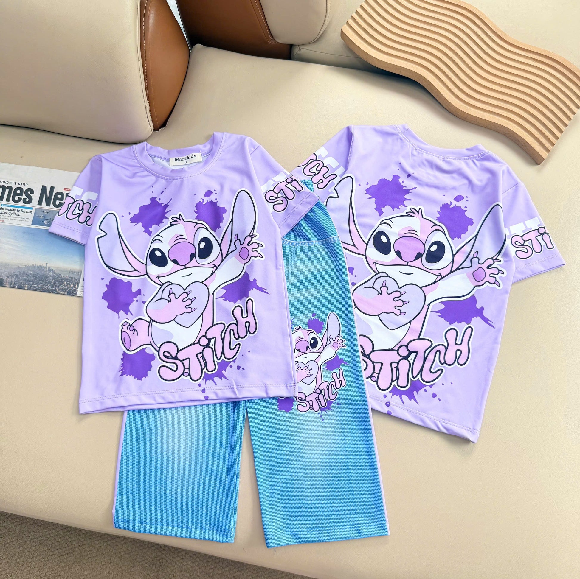 Girls 3D Cotton Long Pants Set