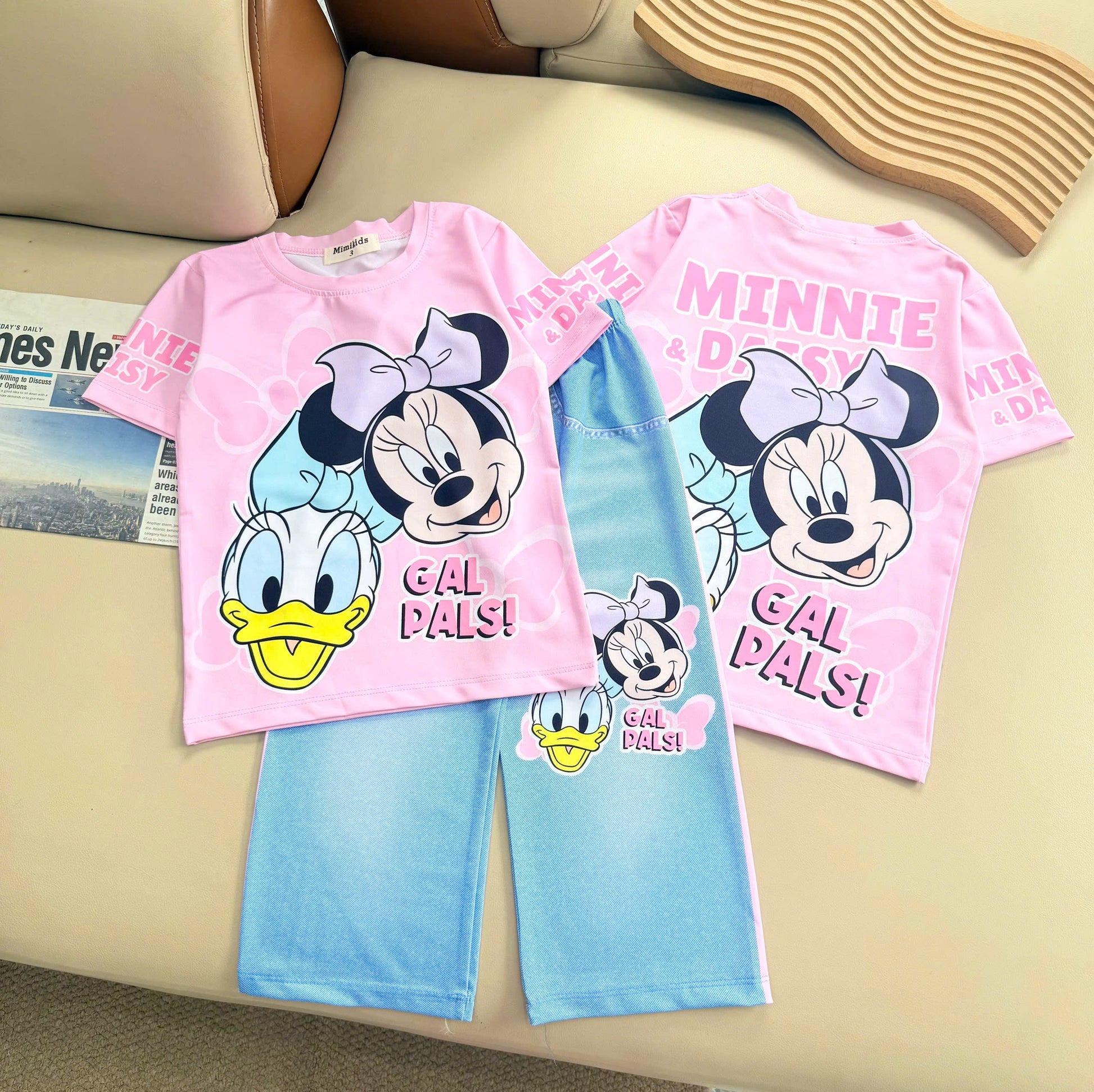 Girls 3D Cotton Long Pants Set