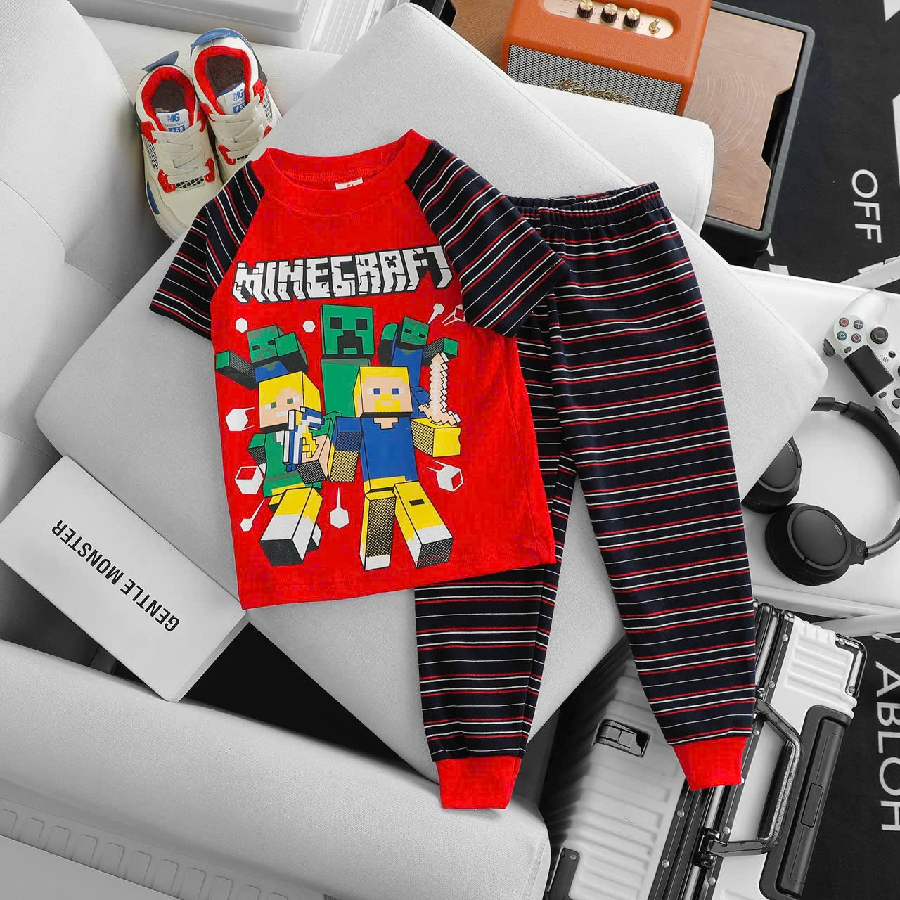 Short Sleeves Long Pants Printed Pyjamas