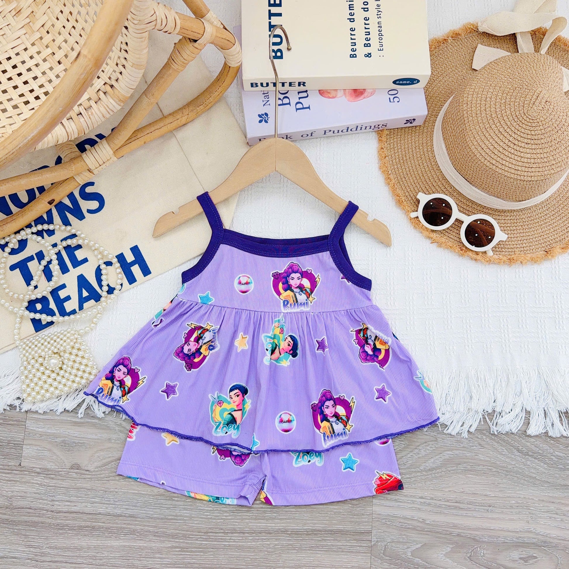 Girls Spaghetti Strap Bamboo Cotton Set