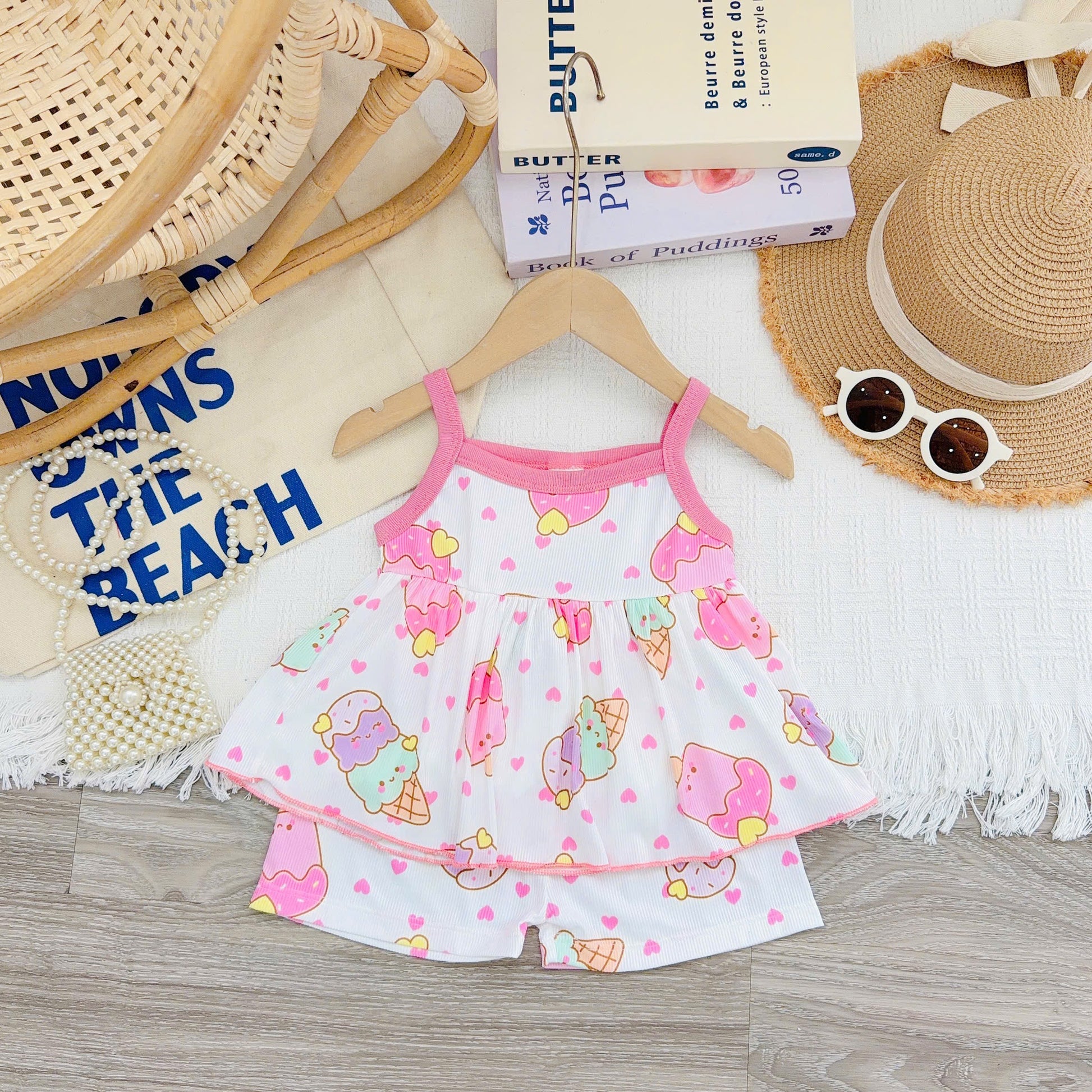 Girls Spaghetti Strap Bamboo Cotton Set