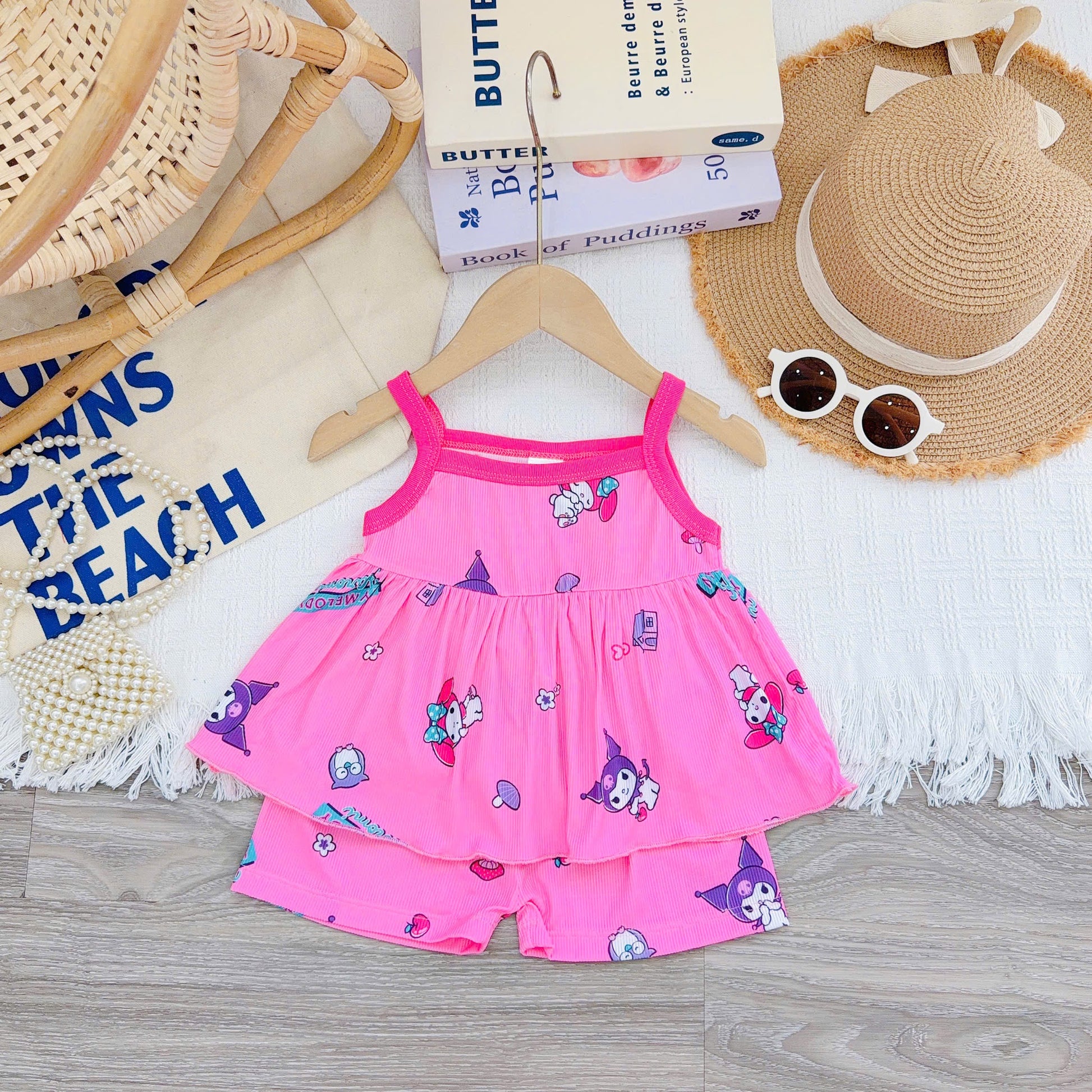 Girls Spaghetti Strap Bamboo Cotton Set
