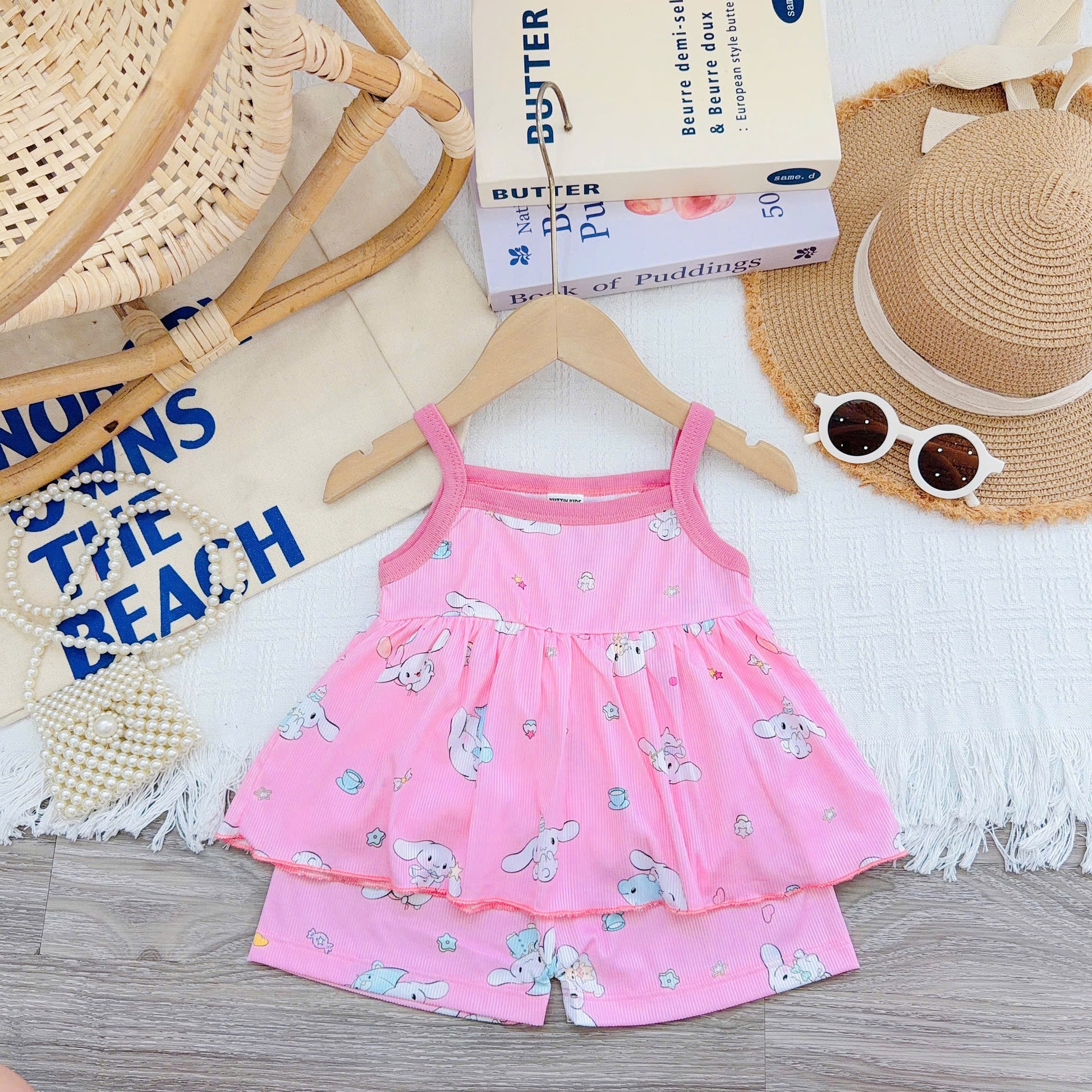 Girls Spaghetti Strap Bamboo Cotton Set