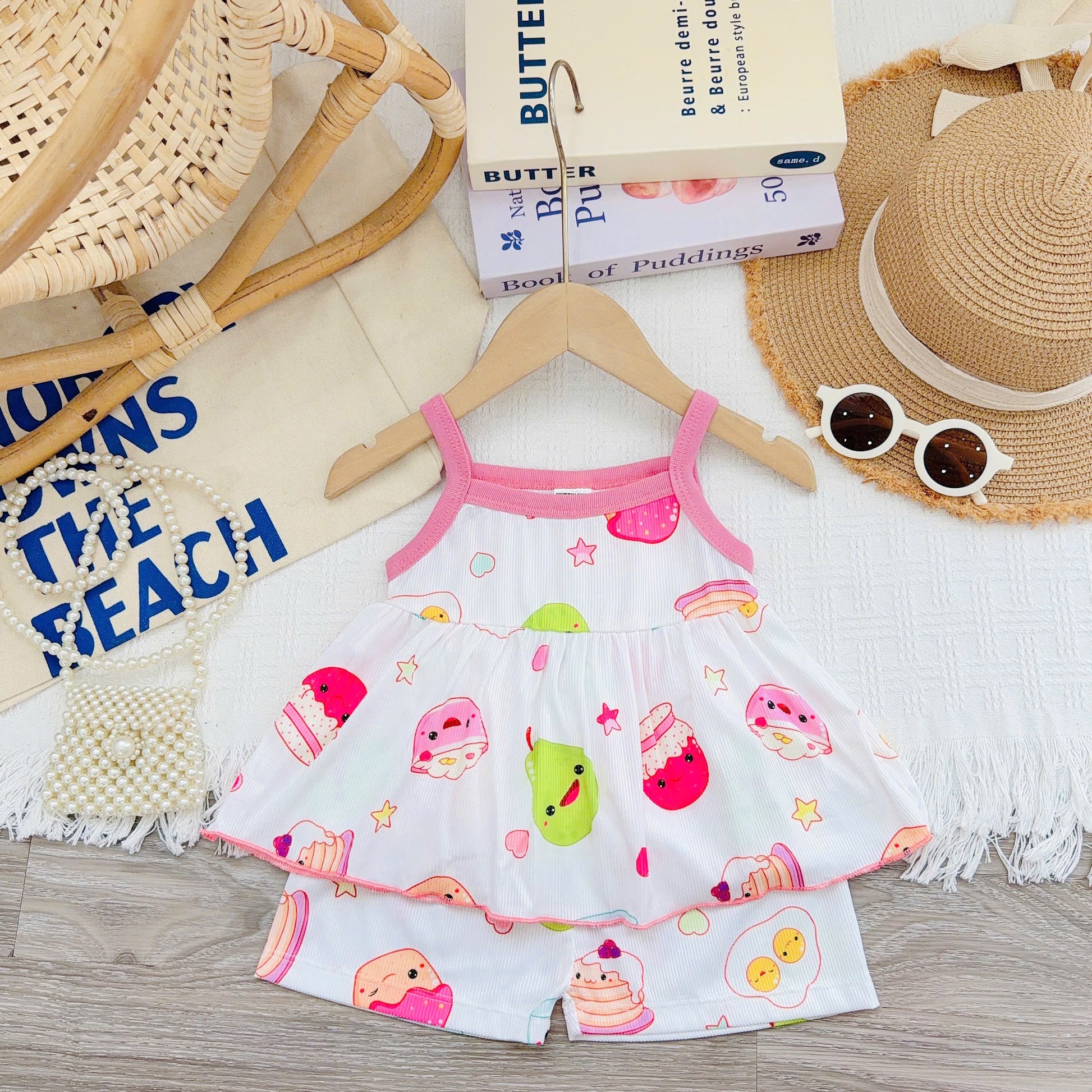 Girls Spaghetti Strap Bamboo Cotton Set