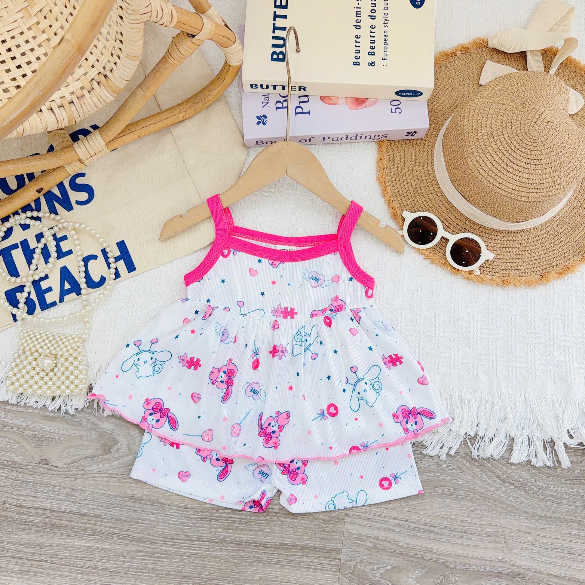 Girls Spaghetti Strap Bamboo Cotton Set