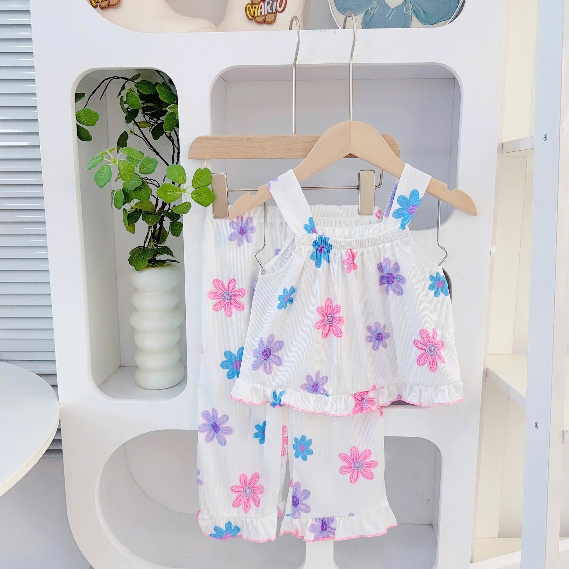 Sleeveless Long Pants Girls 3D Cotton