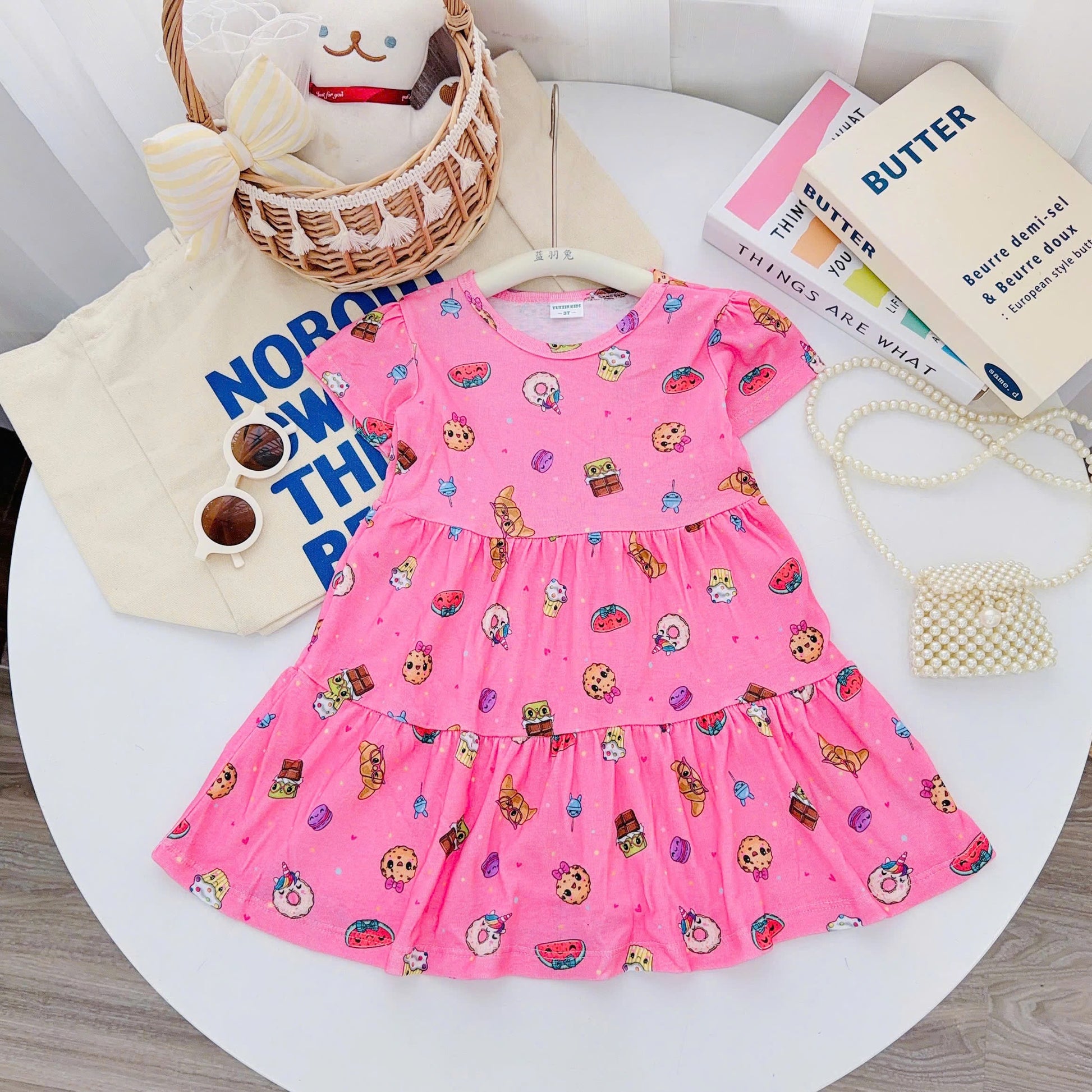 Tiered Short Dress 100% Cotton