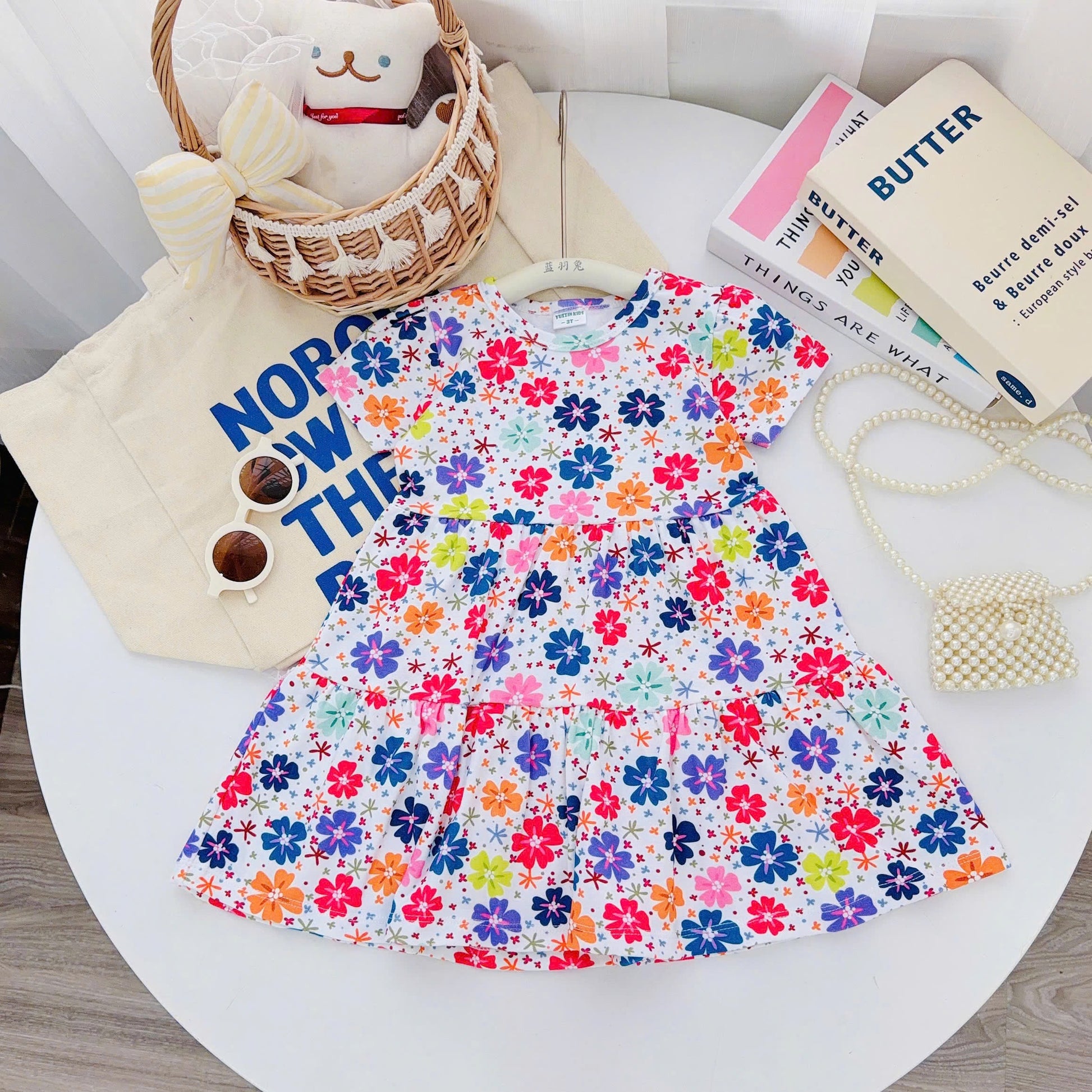 Tiered Short Dress 100% Cotton