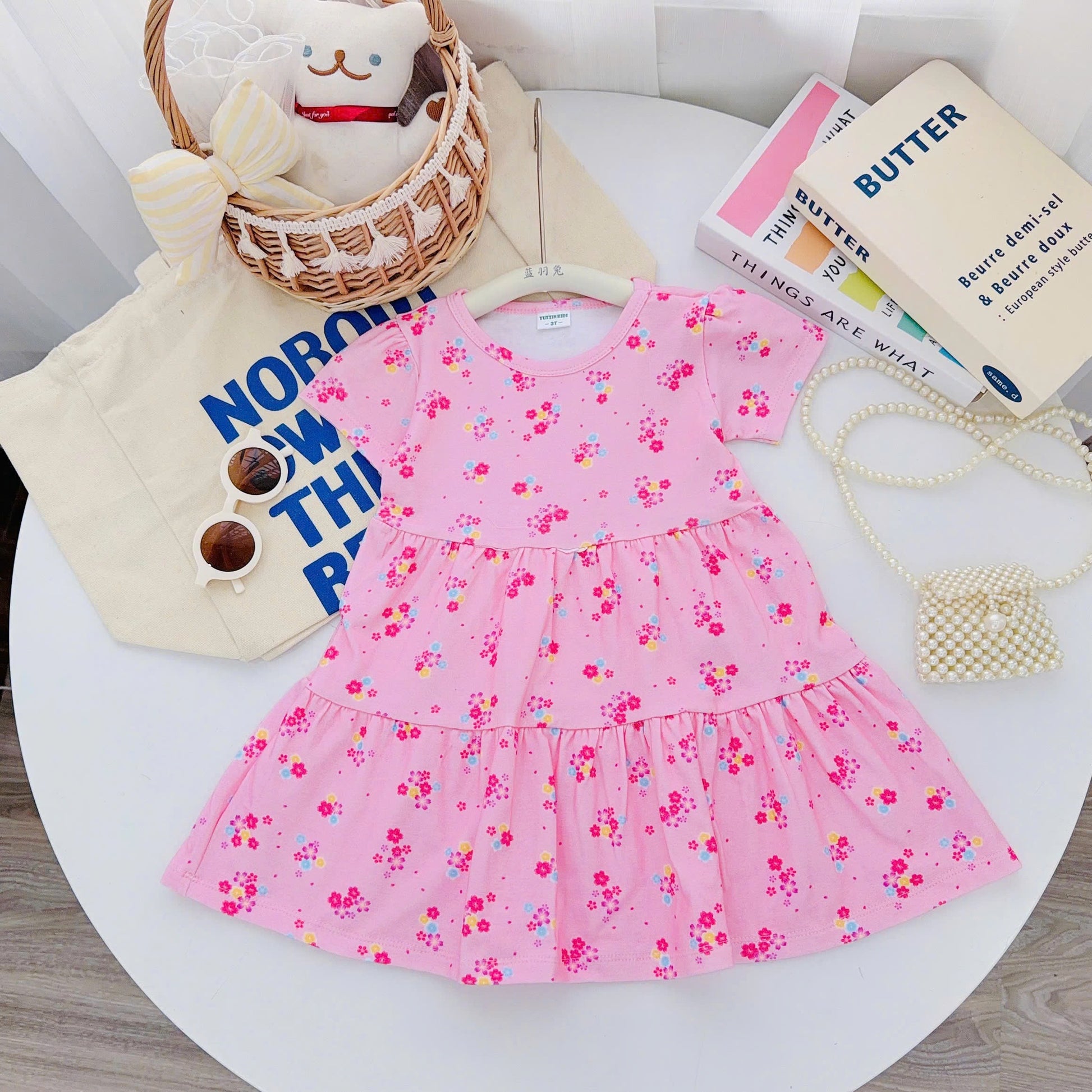 Tiered Short Dress 100% Cotton