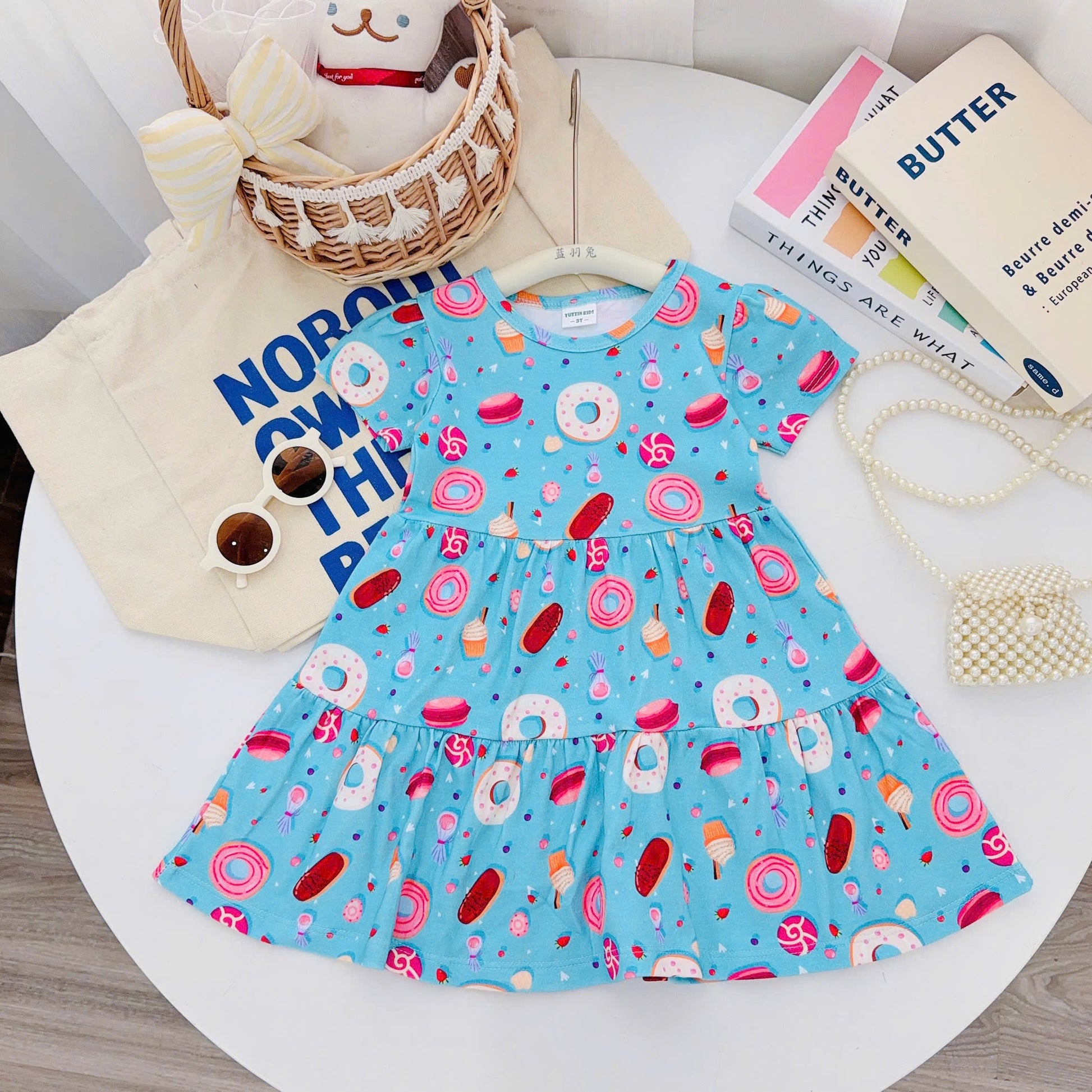 Tiered Short Dress 100% Cotton