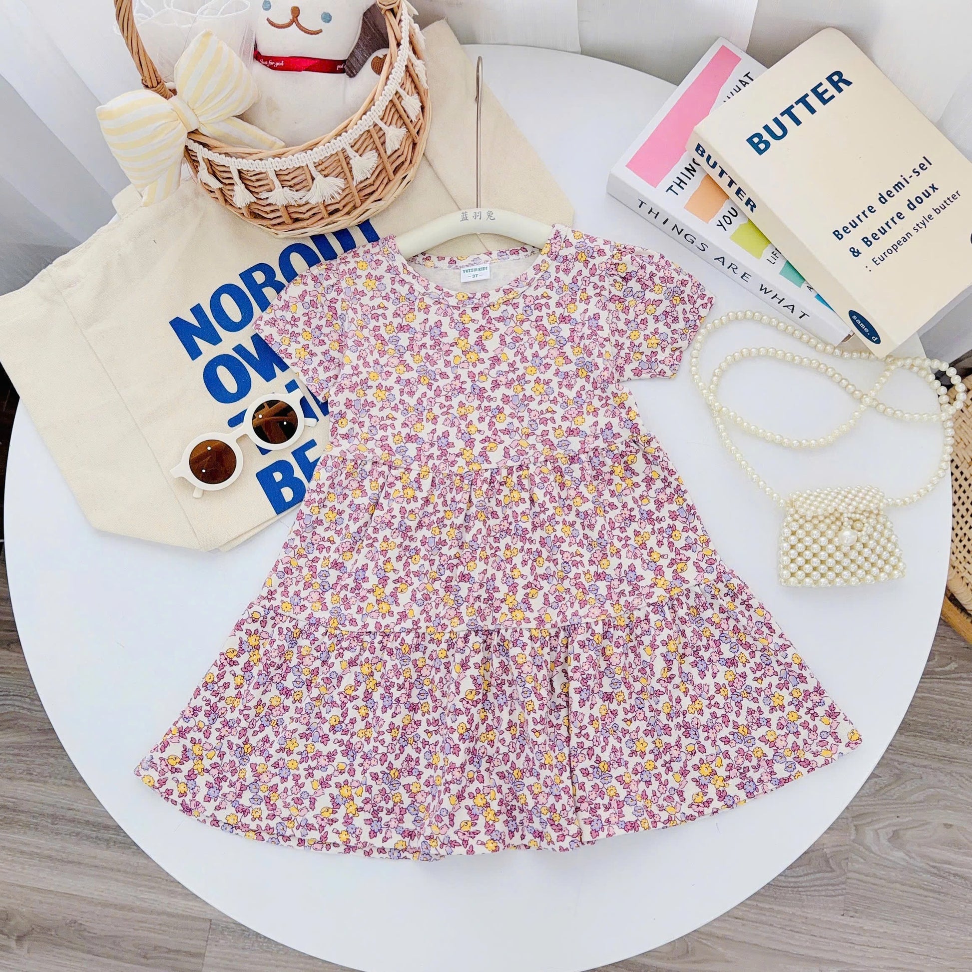 Tiered Short Dress 100% Cotton