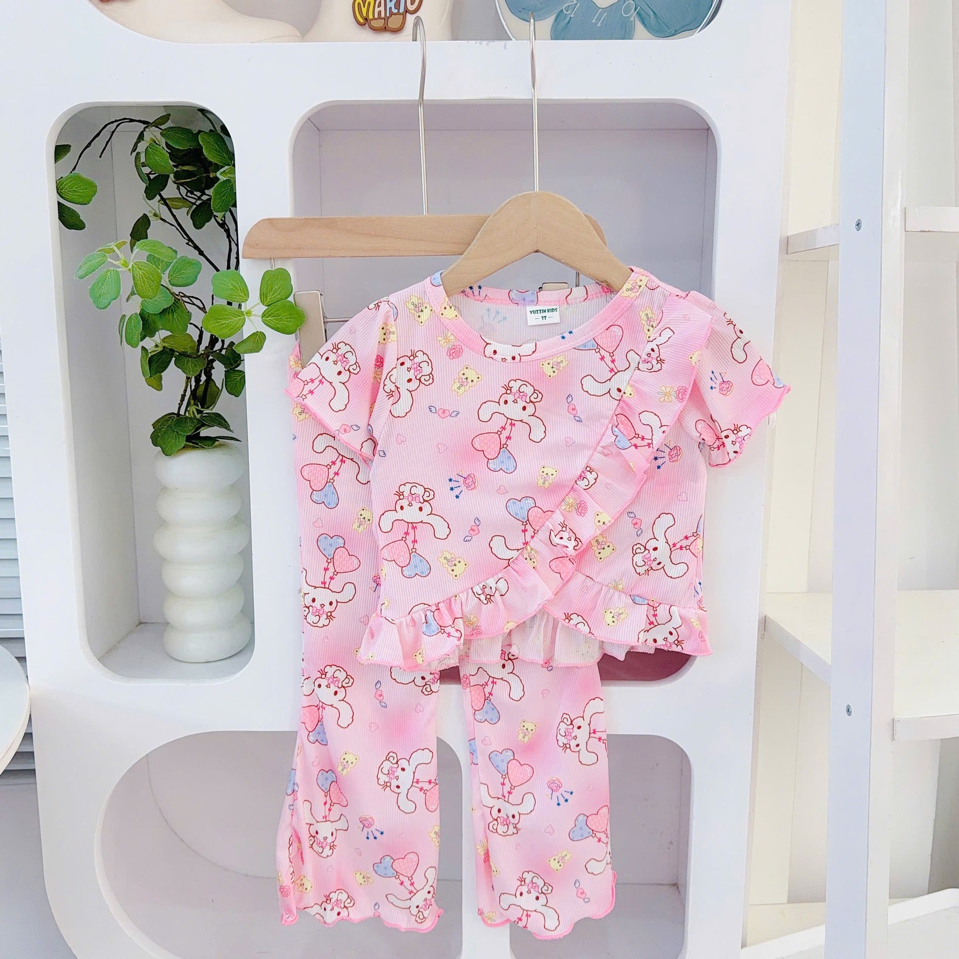 Girls Short Sleeves Long Pants Cotton Bamboo