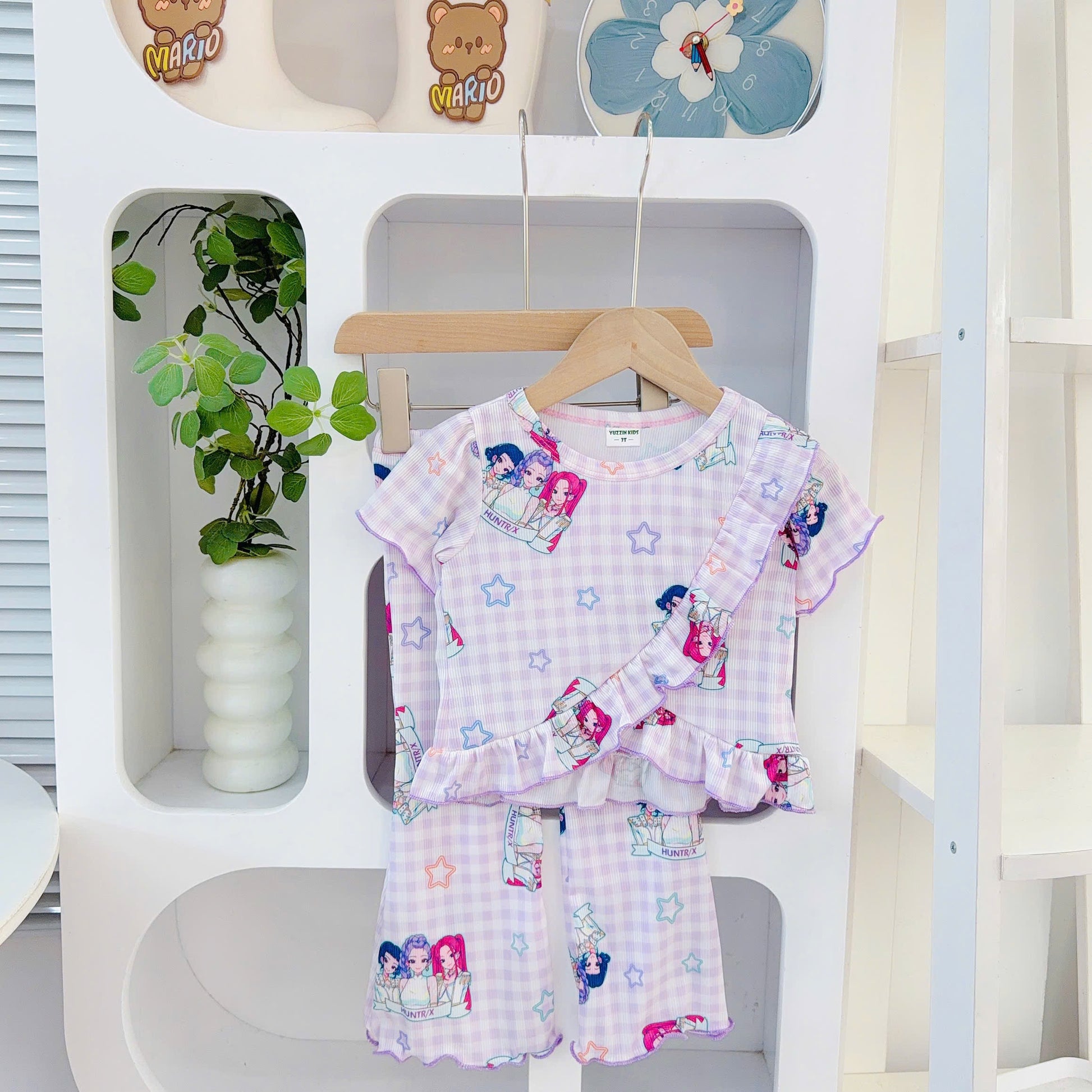 Girls Short Sleeves Long Pants Cotton Bamboo