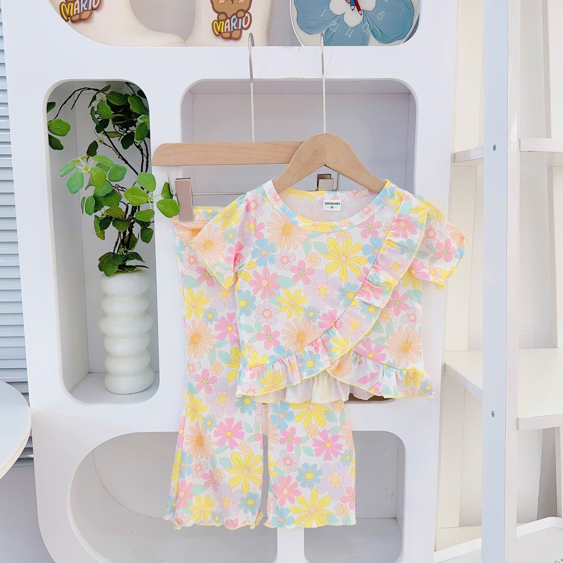 Girls Short Sleeves Long Pants Cotton Bamboo