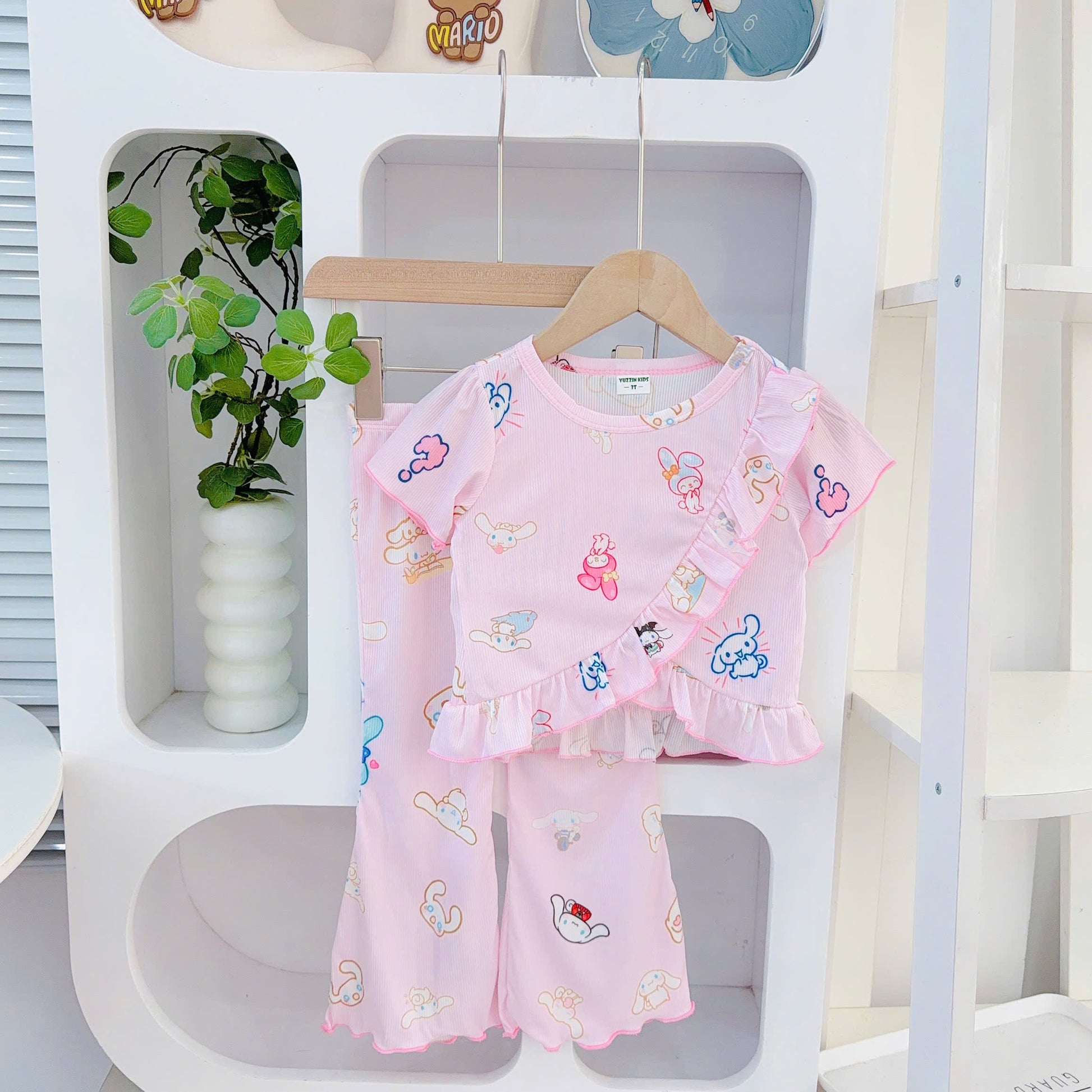 Girls Short Sleeves Long Pants Cotton Bamboo