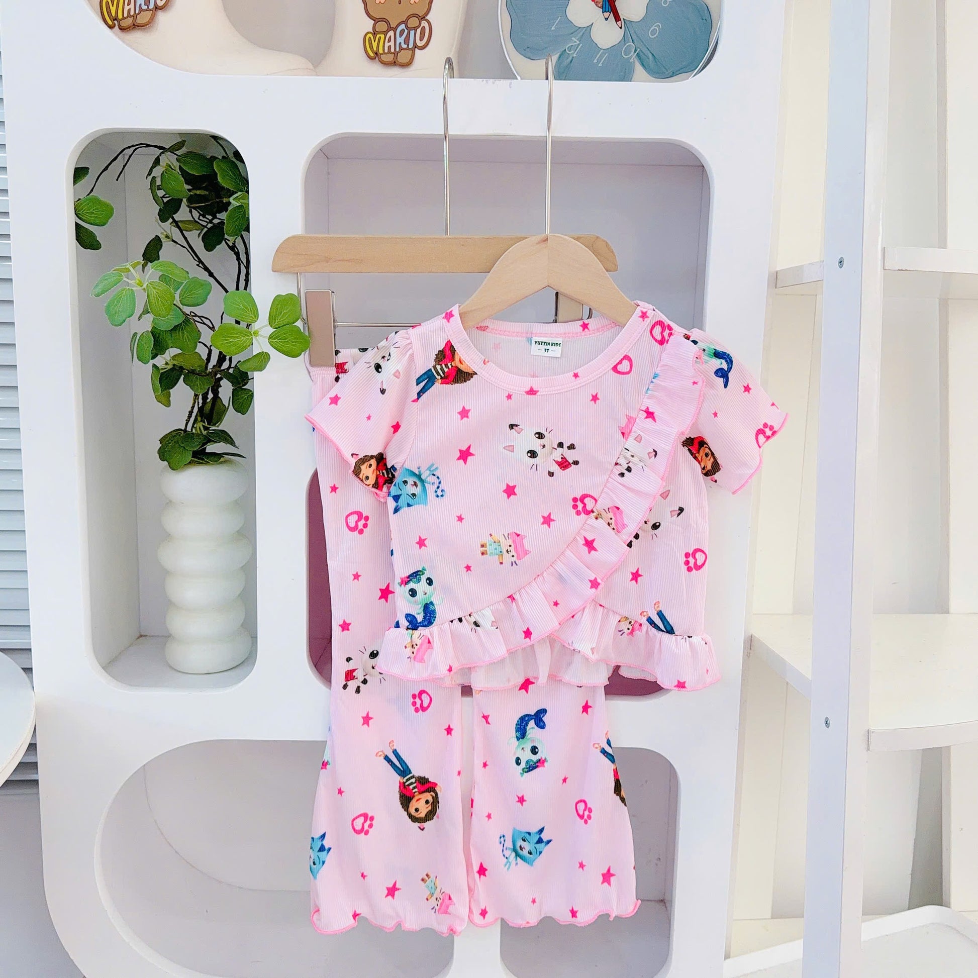 Girls Short Sleeves Long Pants Cotton Bamboo