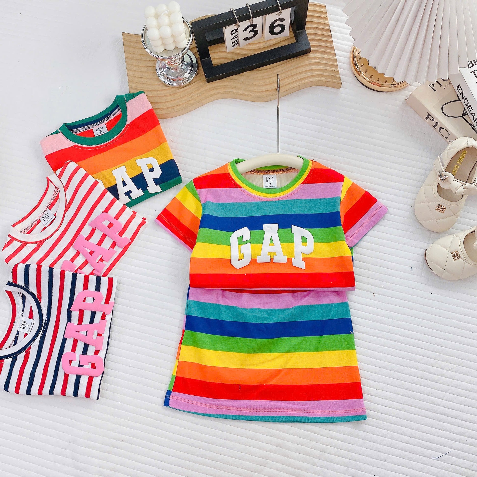 Plain Stripe Skirt Set