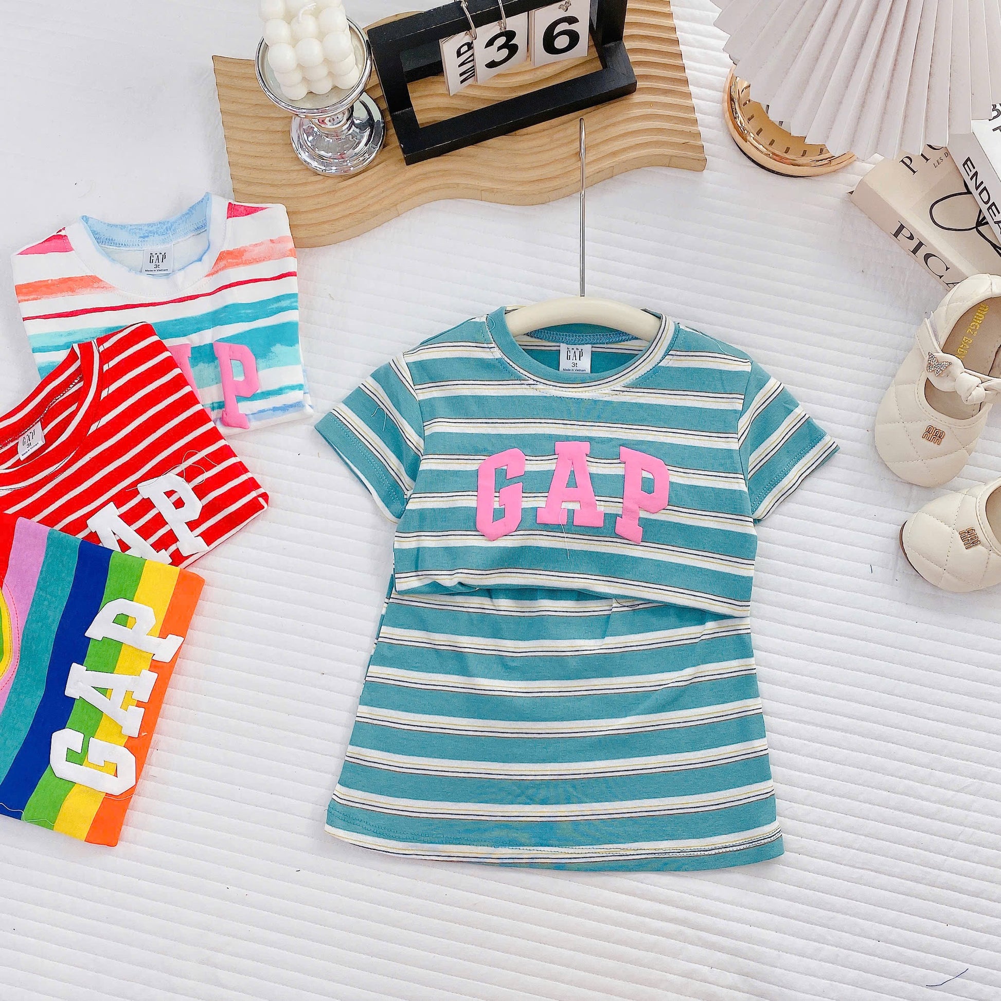 Plain Stripe Skirt Set