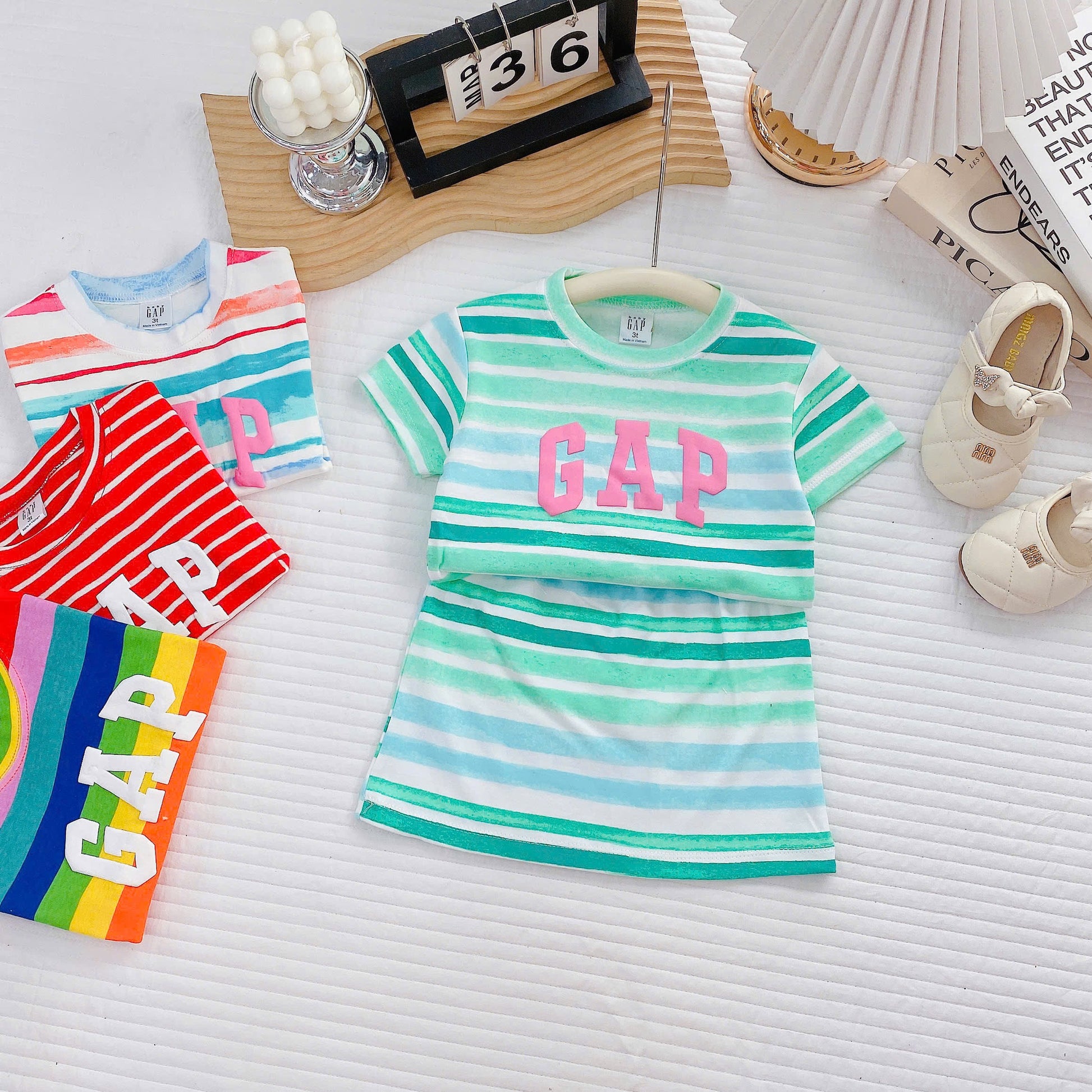 Plain Stripe Skirt Set