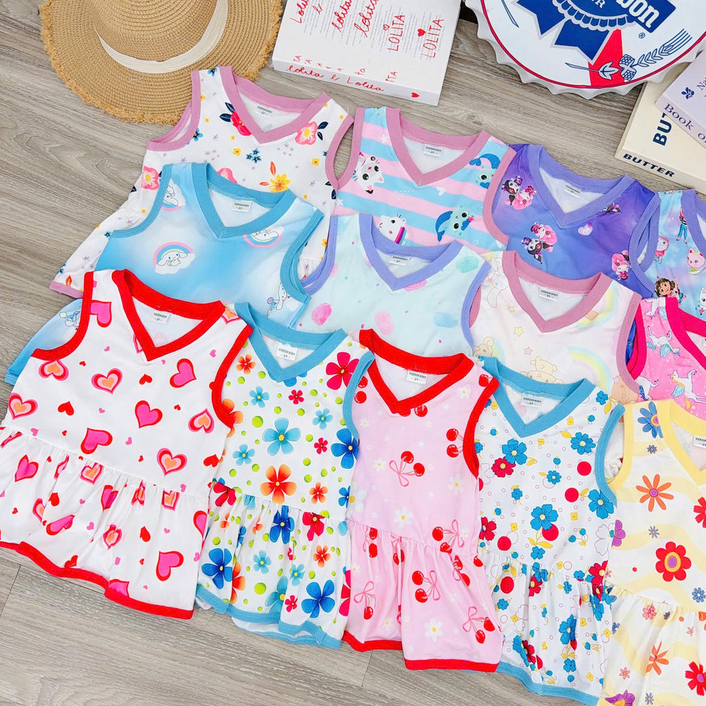 3D Cotton Sleeveless Girls Play Suit