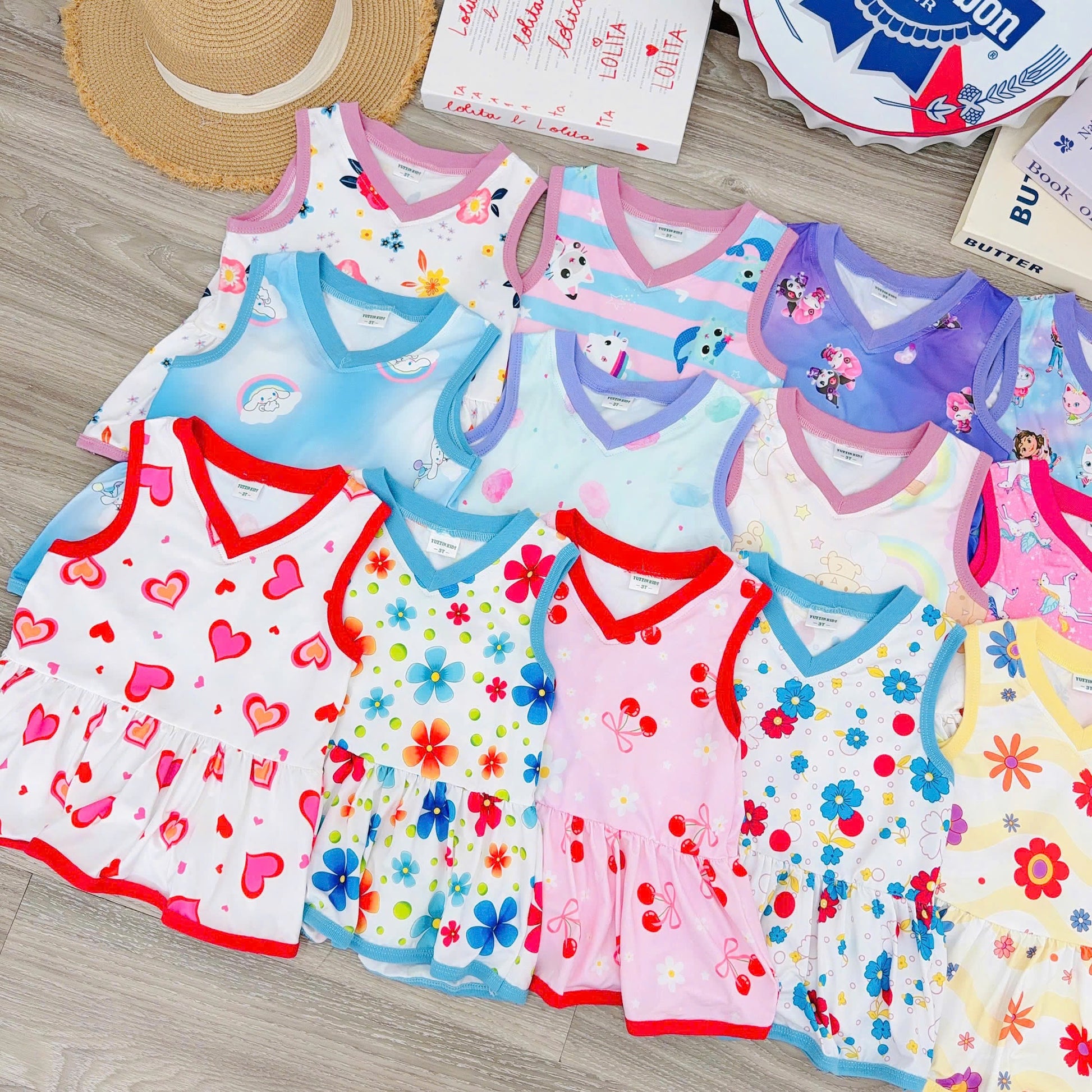 3D Cotton Sleeveless Girls Play Suit