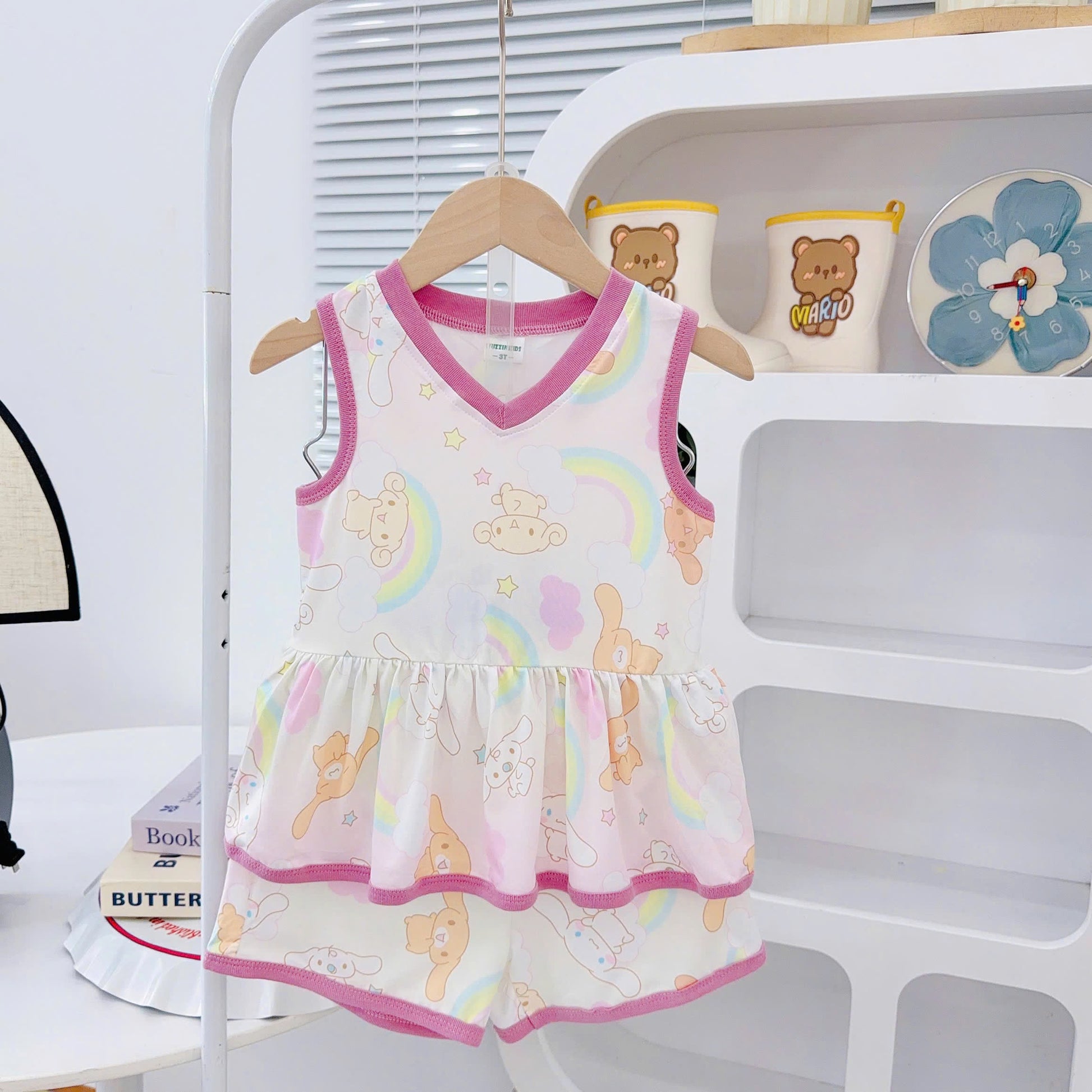 3D Cotton Sleeveless Girls Play Suit