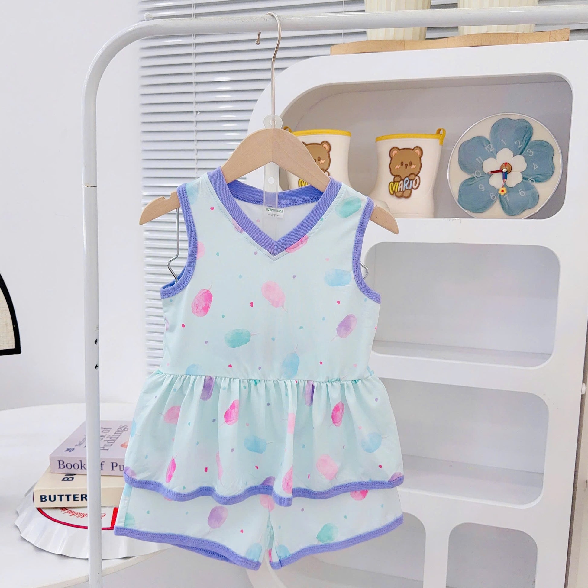 3D Cotton Sleeveless Girls Play Suit