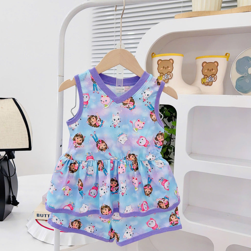 3D Cotton Sleeveless Girls Play Suit