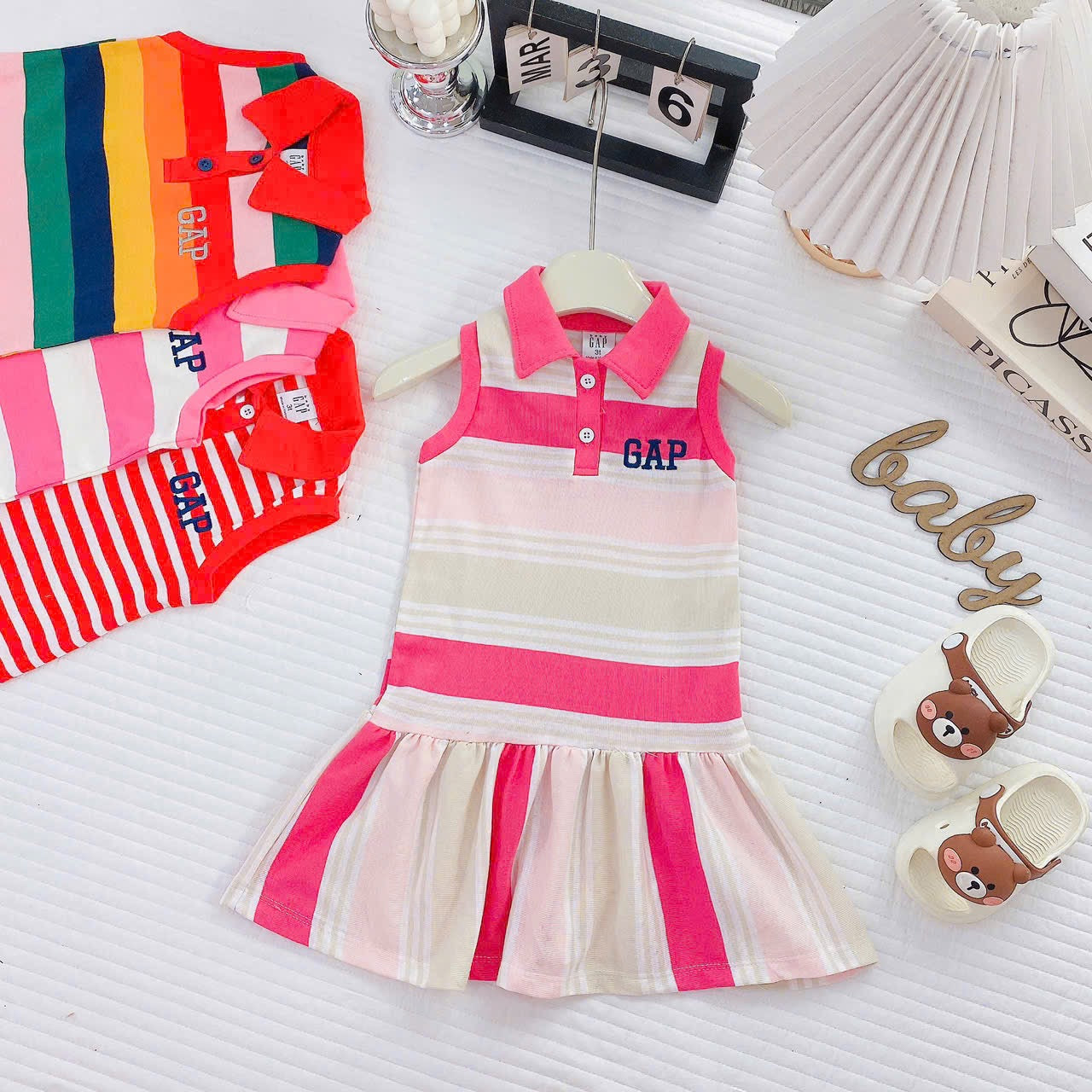 Sleeveless Gap Stripes Dresses