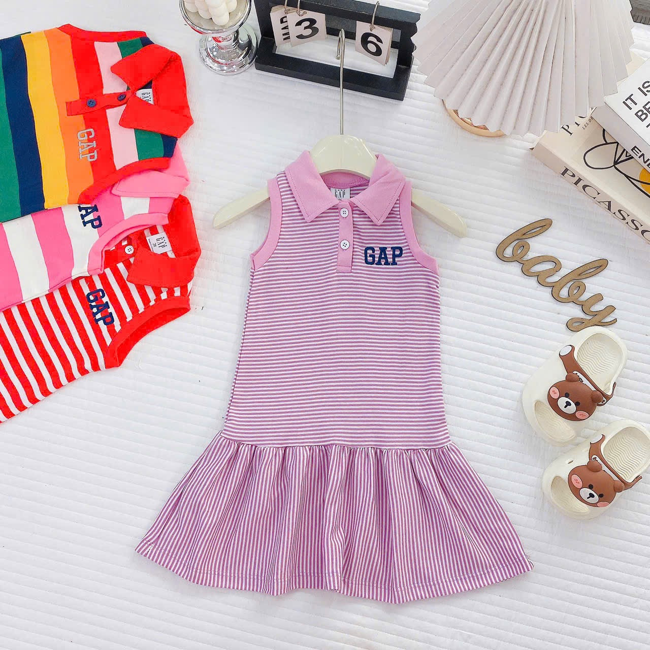 Sleeveless Gap Stripes Dresses