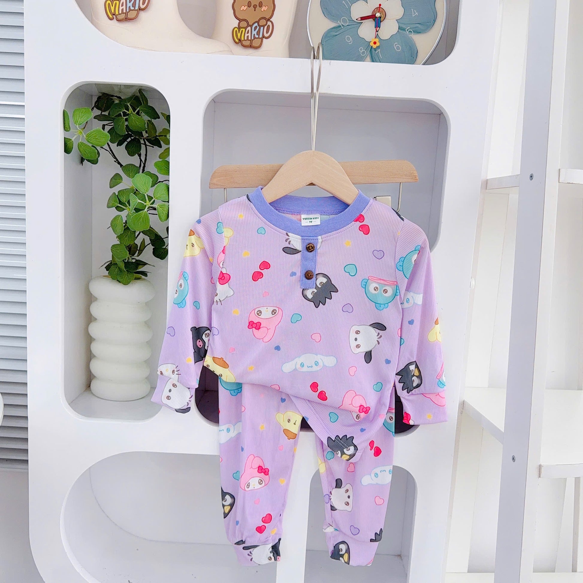 Long Sleeves Pyjamas Girls Bamboo Cotton