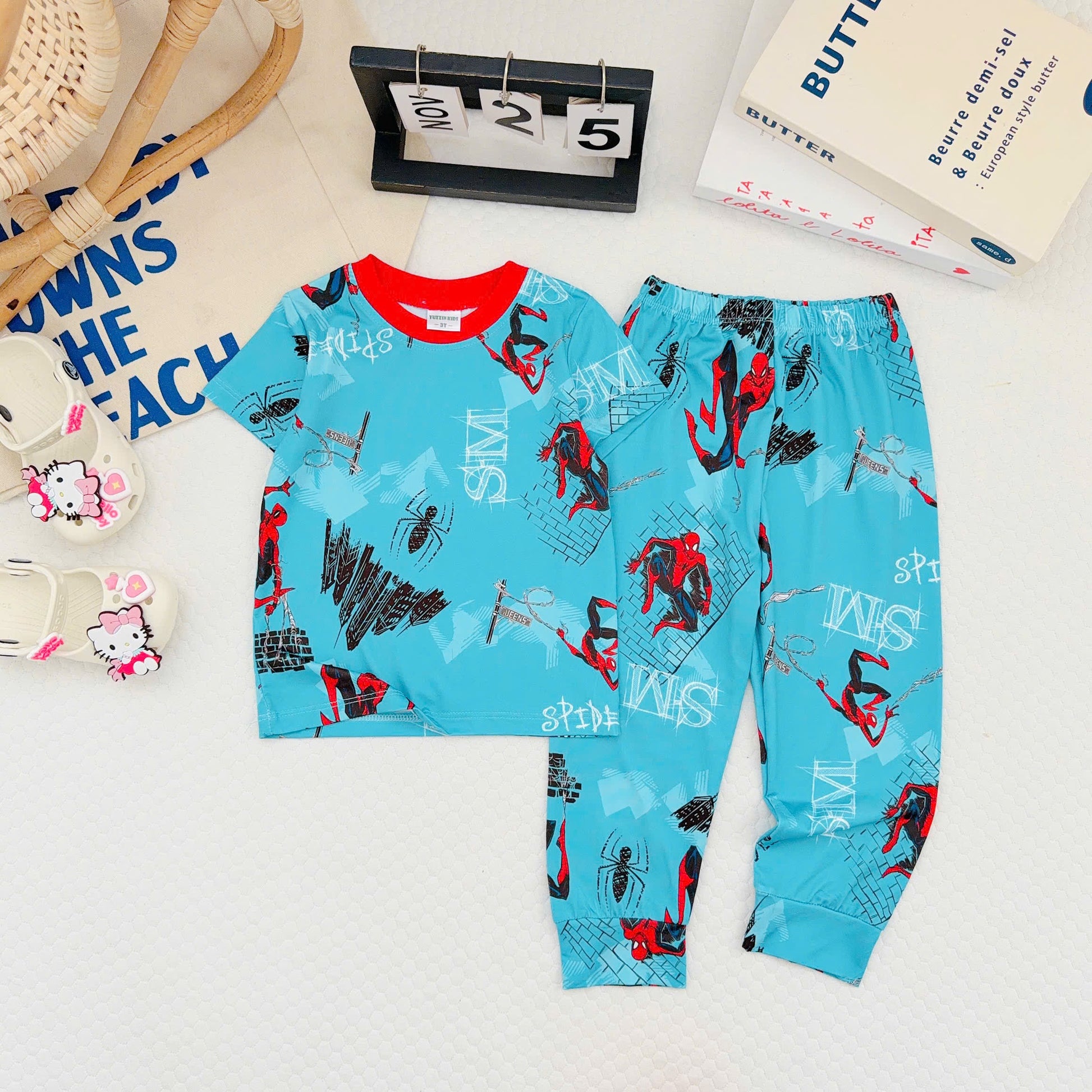 3D Cotton Short Sleeves Pyjamas Boys