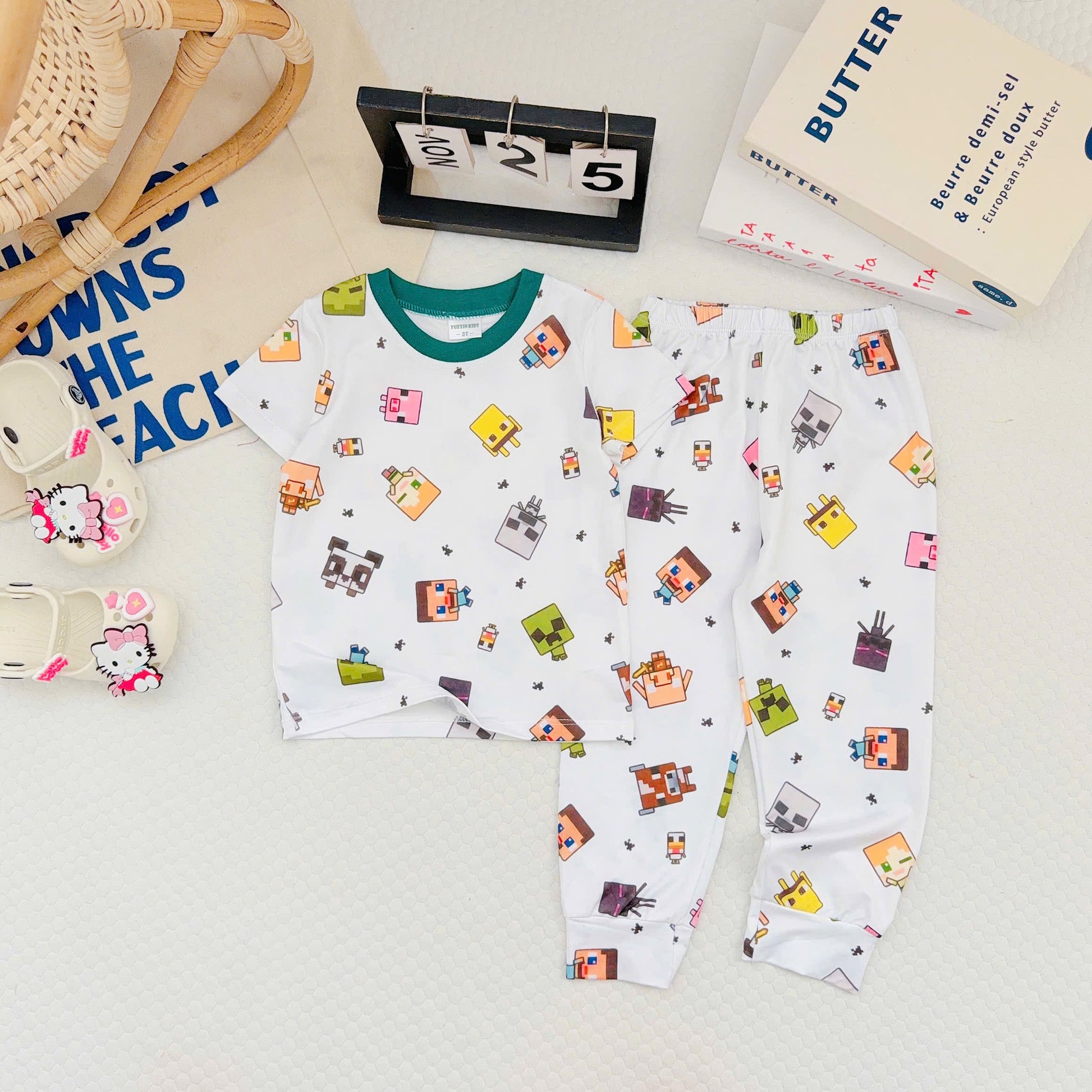 3D Cotton Short Sleeves Pyjamas Boys