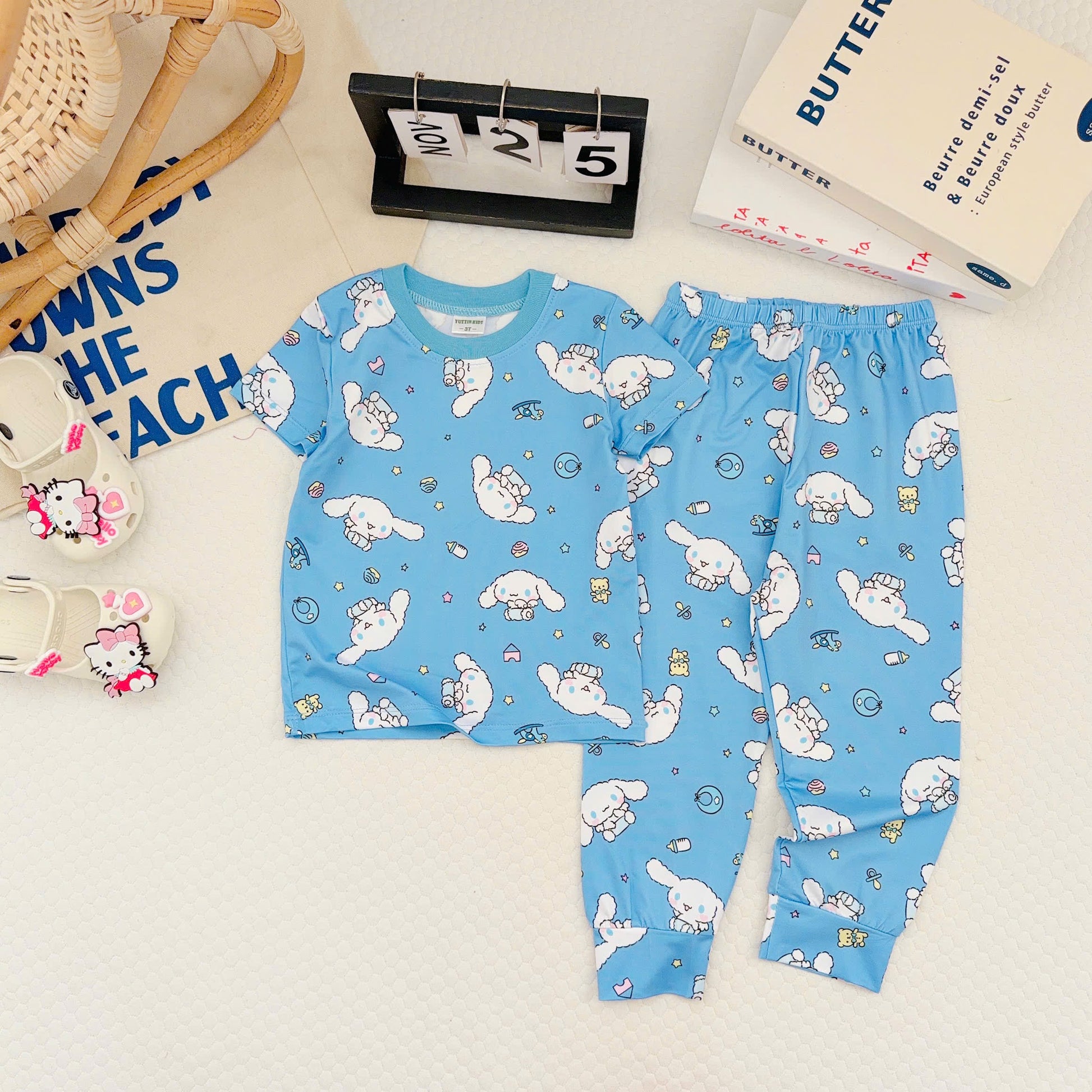 3D Cotton Short Sleeves Pyjamas Girls