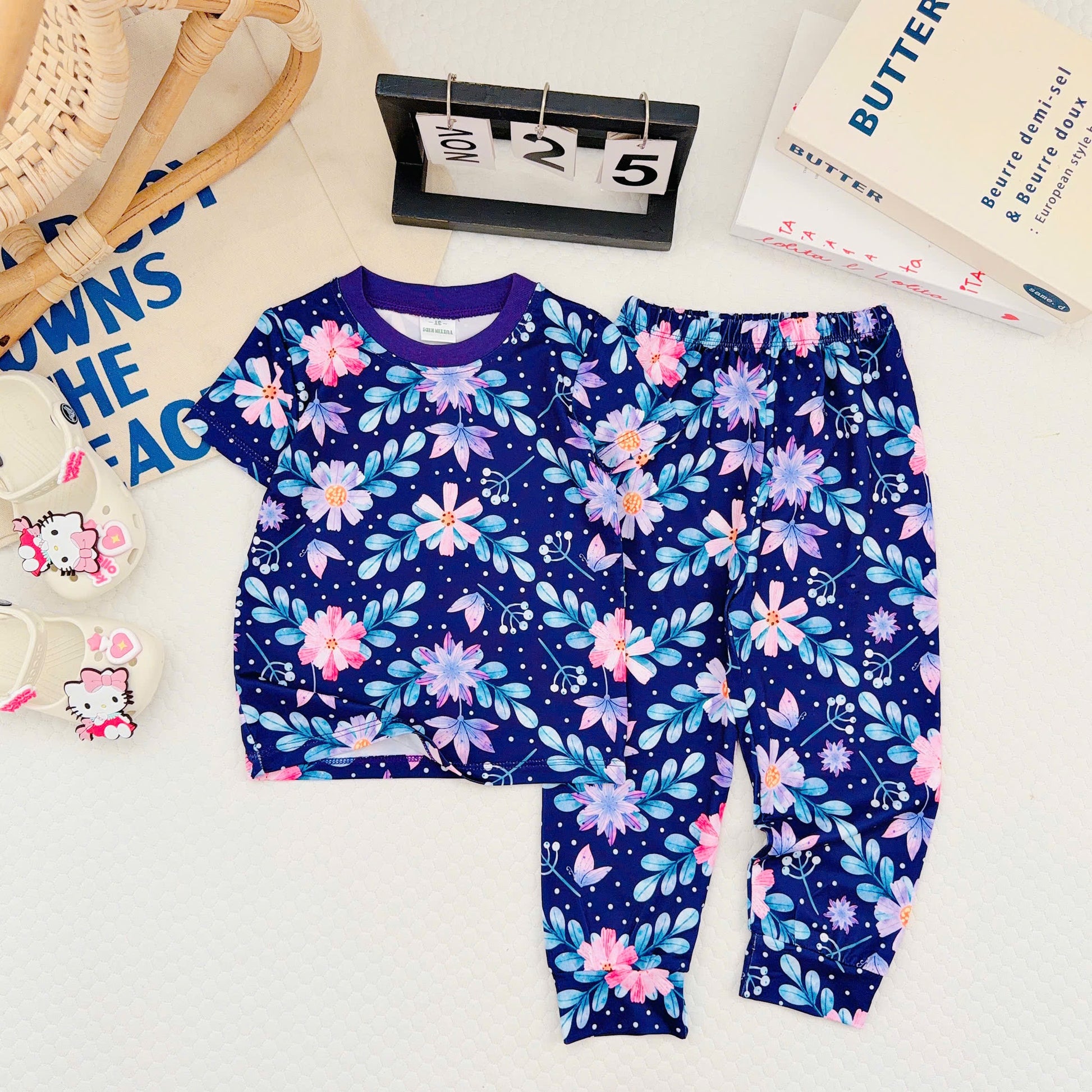 3D Cotton Short Sleeves Pyjamas Girls