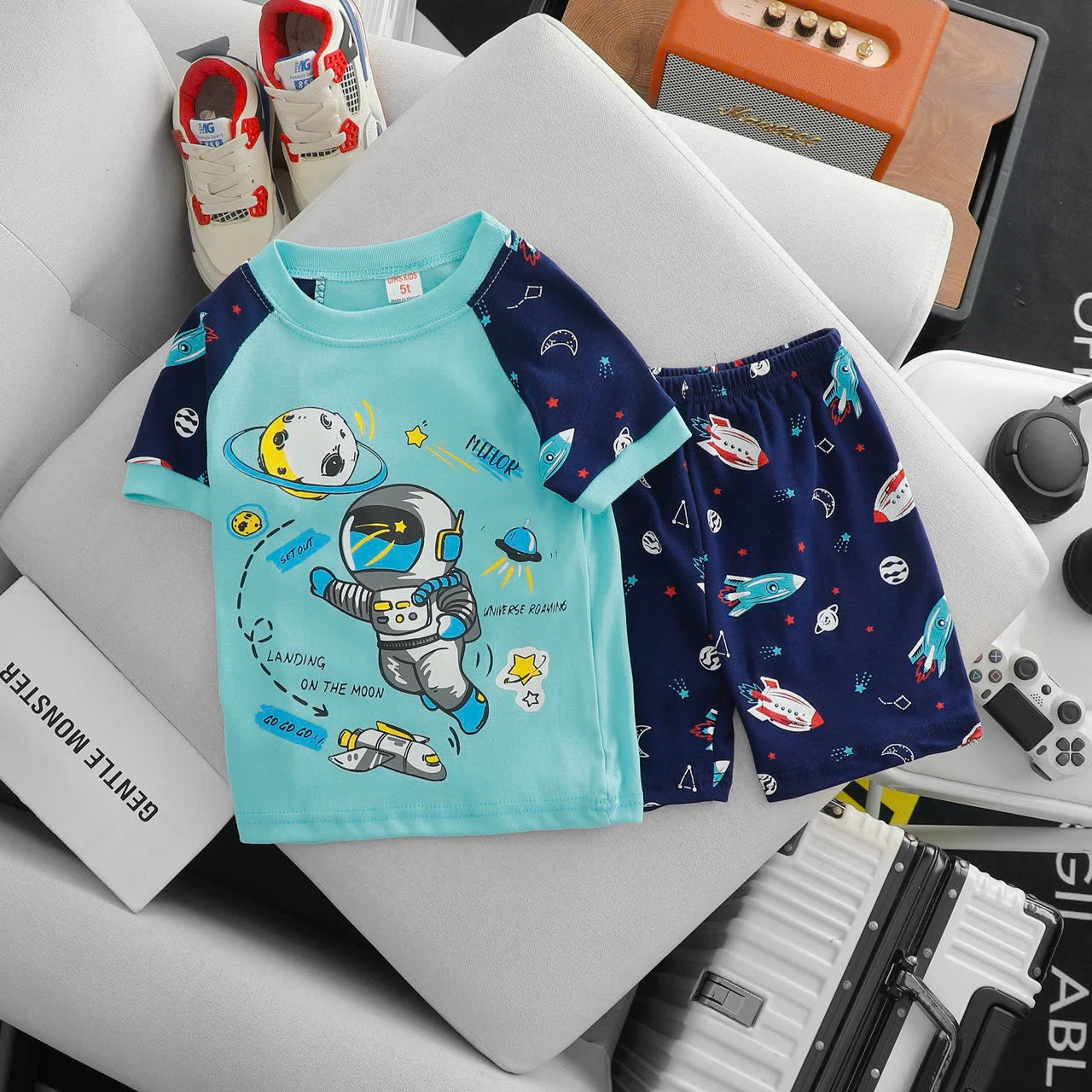 100% Printed Cotton Playsuits Boys
