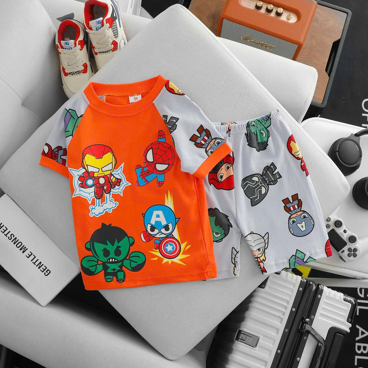 100% Printed Cotton Playsuits Boys