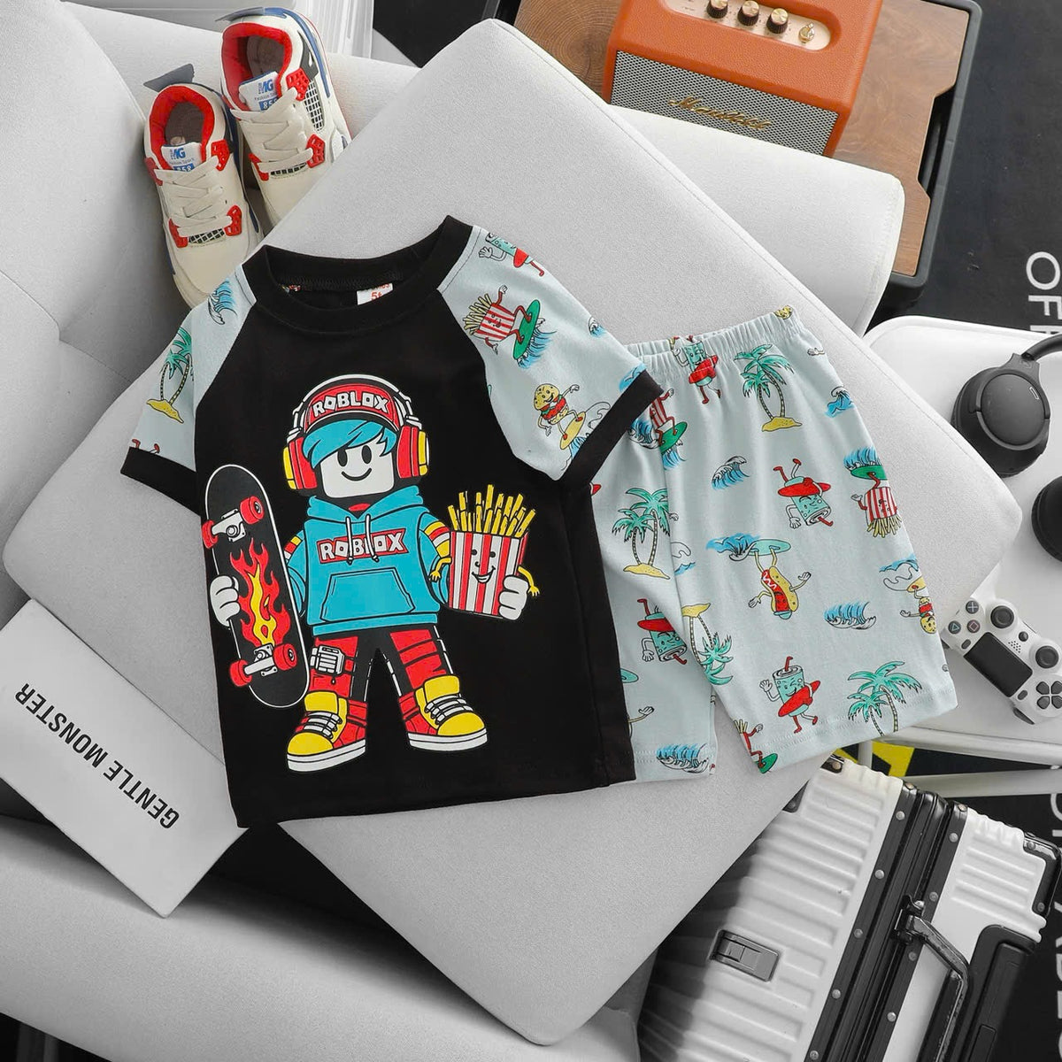 100% Printed Cotton Playsuits Boys