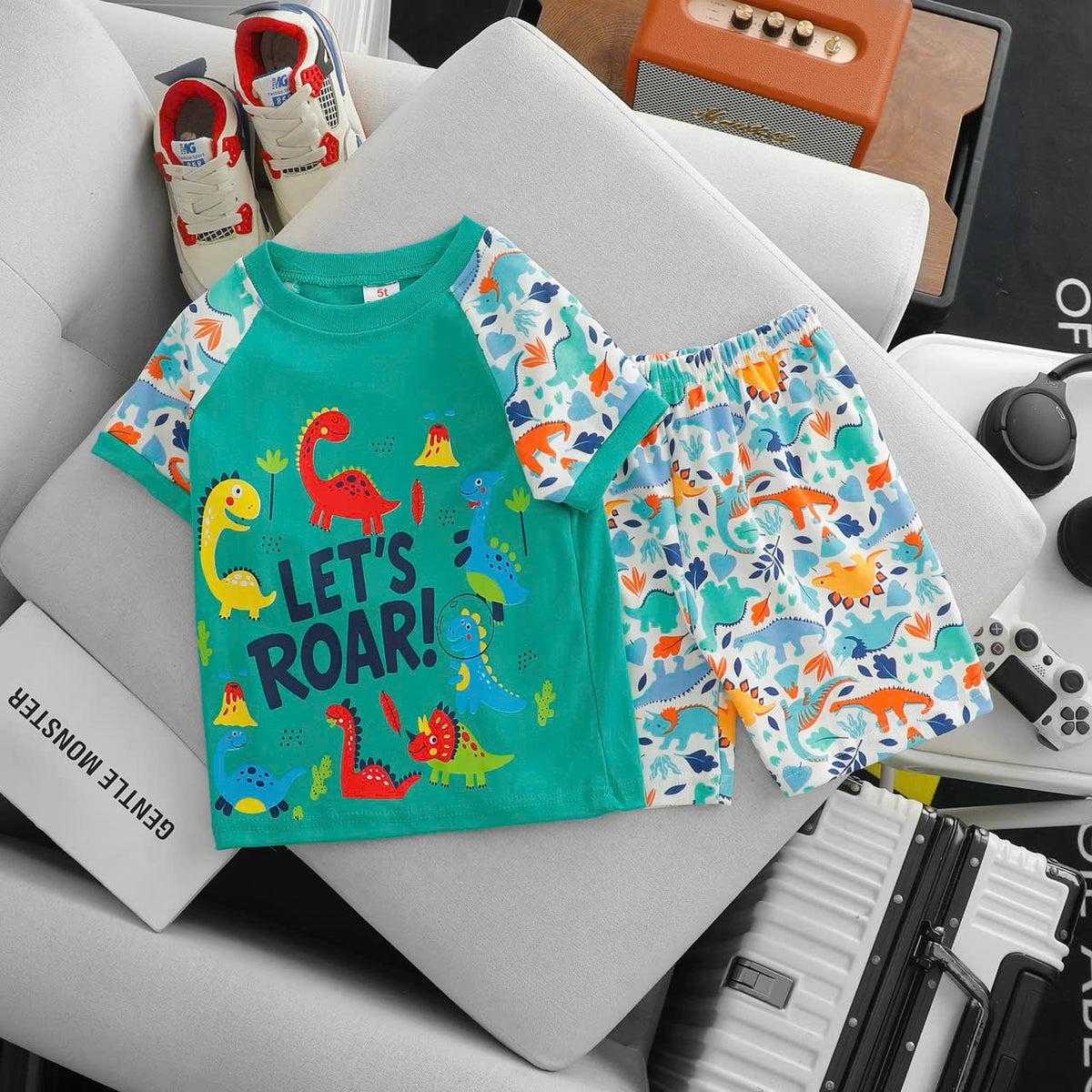100% Printed Cotton Playsuits Boys