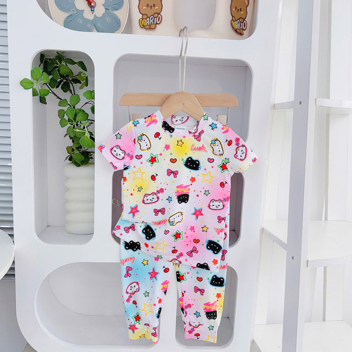 Girls Short Sleeves 3D Cotton Pyjamas