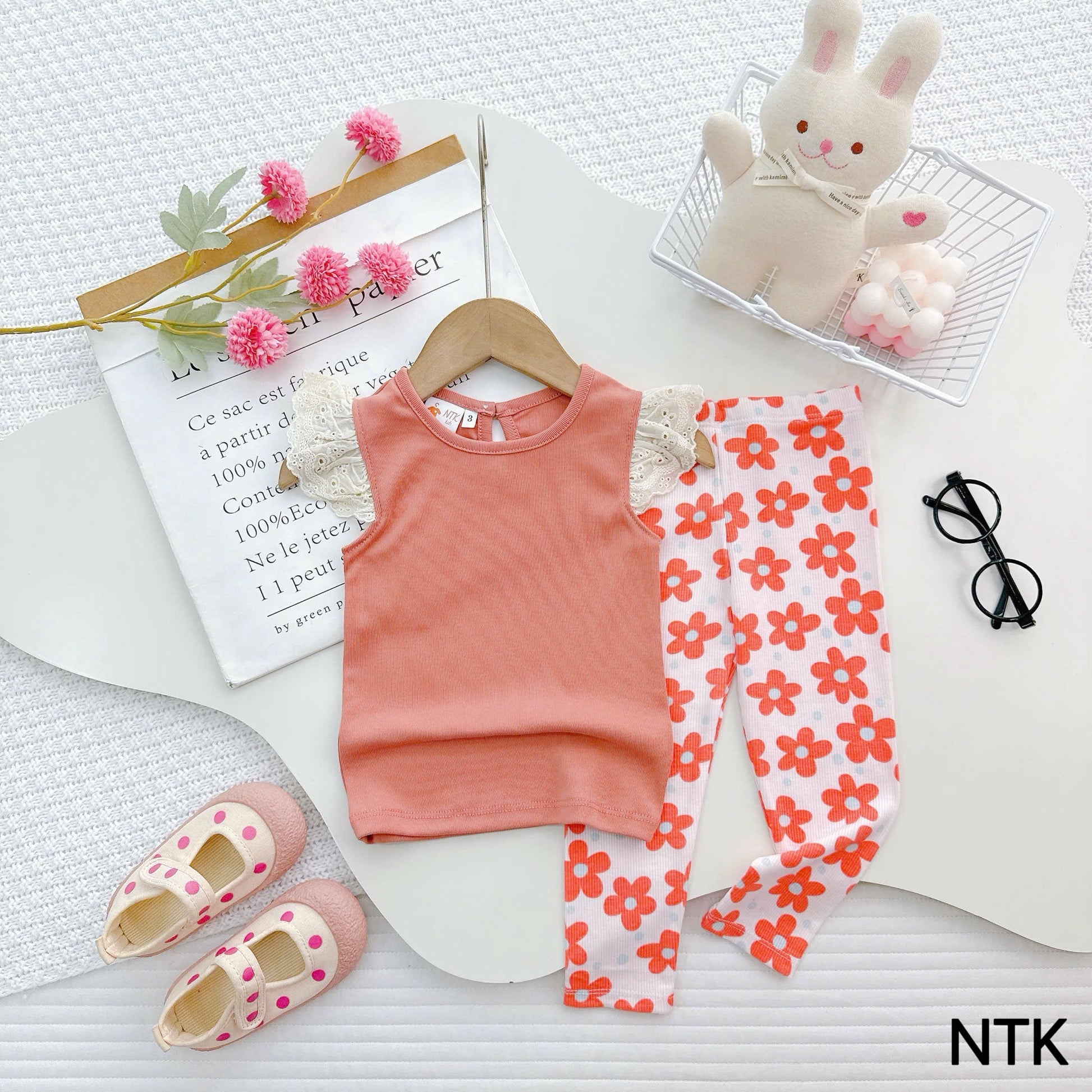 NTK Lace Cap Sleeves Top with Long Pants