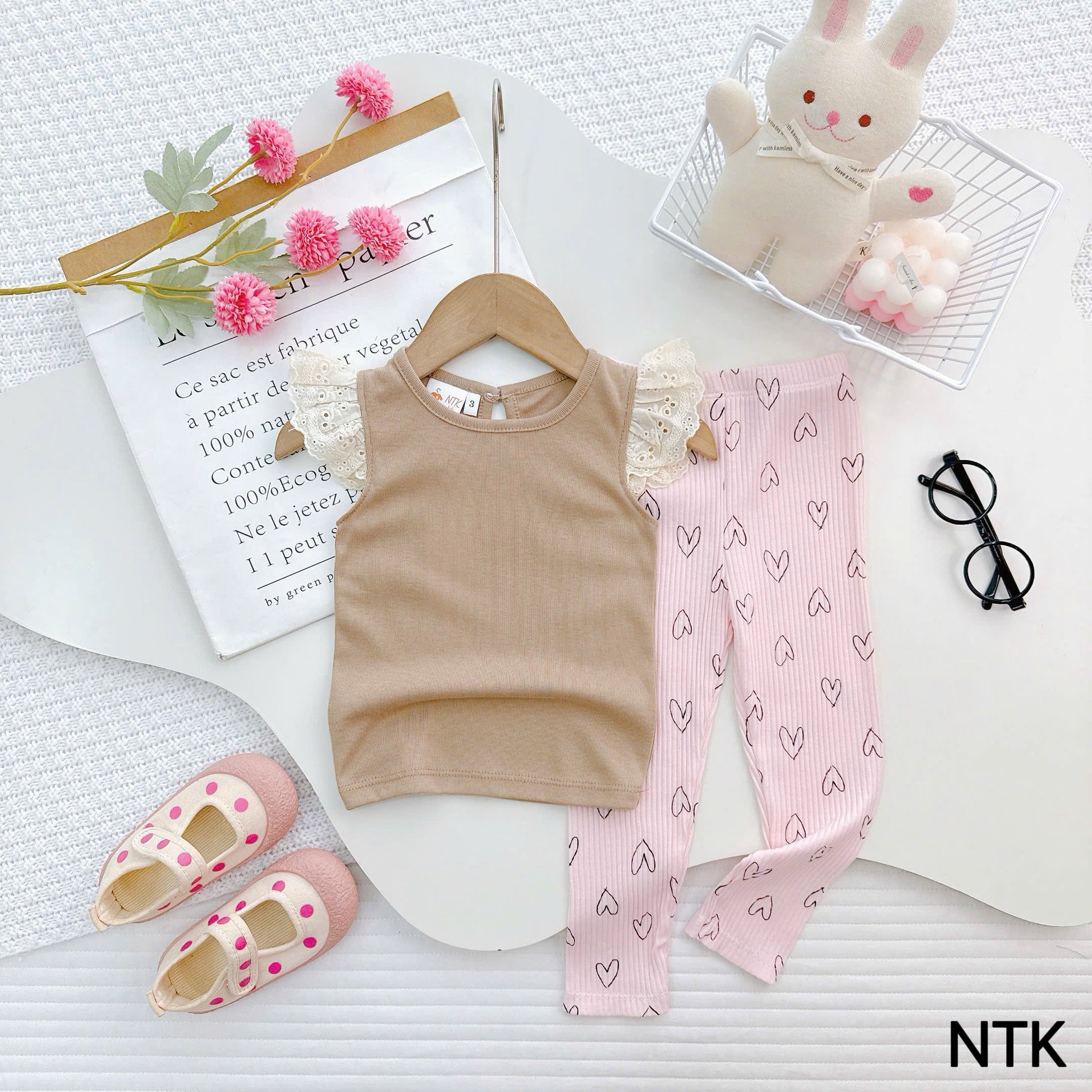 NTK Lace Cap Sleeves Top with Long Pants