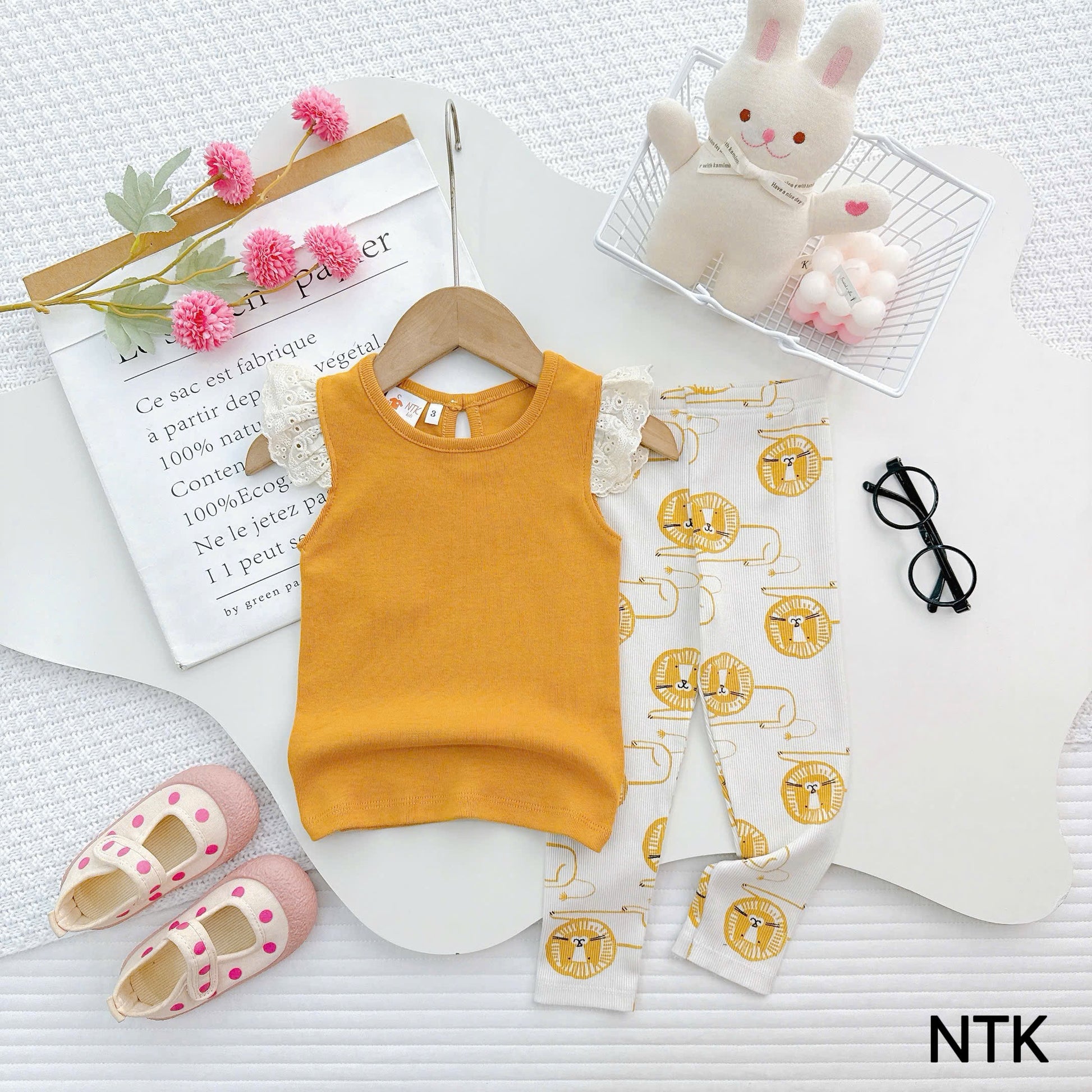 NTK Lace Cap Sleeves Top with Long Pants