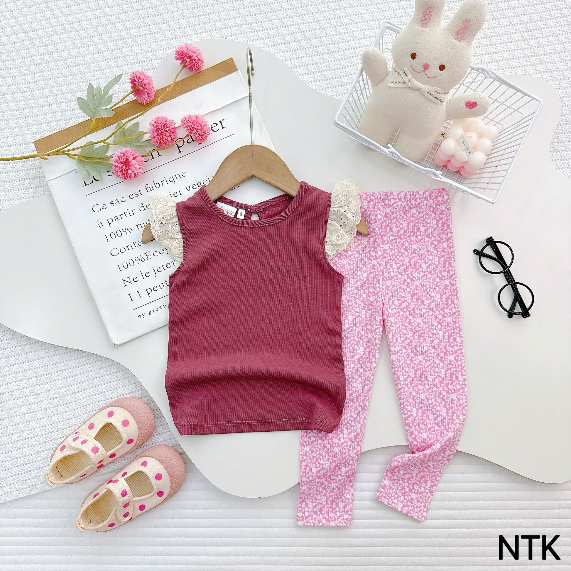 NTK Lace Cap Sleeves Top with Long Pants