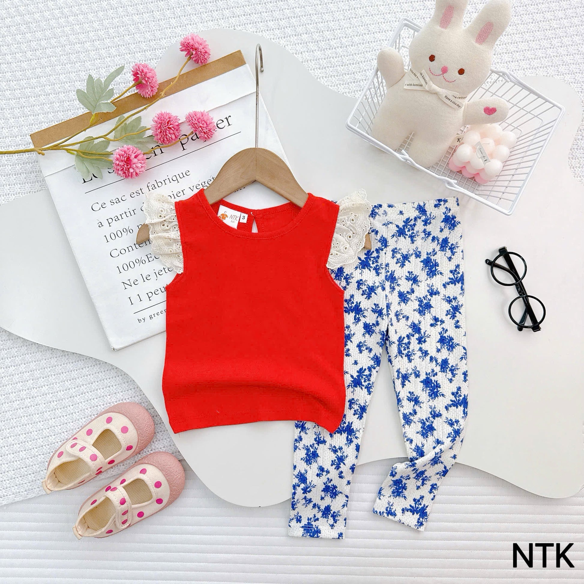 NTK Lace Cap Sleeves Top with Long Pants